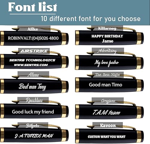 Miniatura 3 de Ancolo Juego de bolígrafos personalizados de lujo con bolsa para bolígrafos, tarjeta de regalo, grabado con tus nombres de mensaje, nombres de