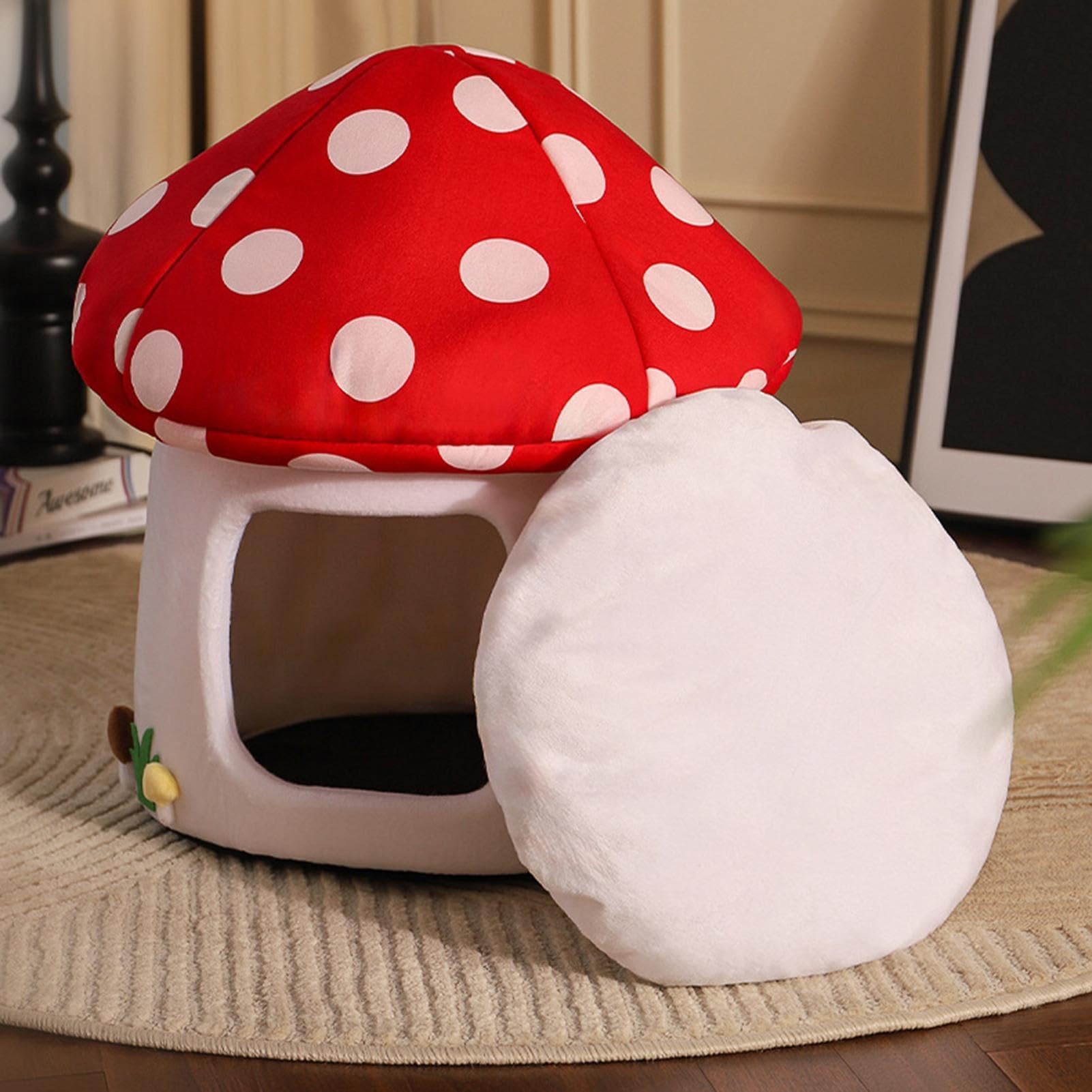 Cama de dormir para gatos – Cama para mascotas en forma de hongo | Cama de dormir y cálida, tienda de campaña para mascotas pequeñas, gatos y cachorros | Tienda Cálida Acogedora Cuevas Camas Suave Felpa Nidos Calentita Para Perros Pequeños Gatos Cachorros