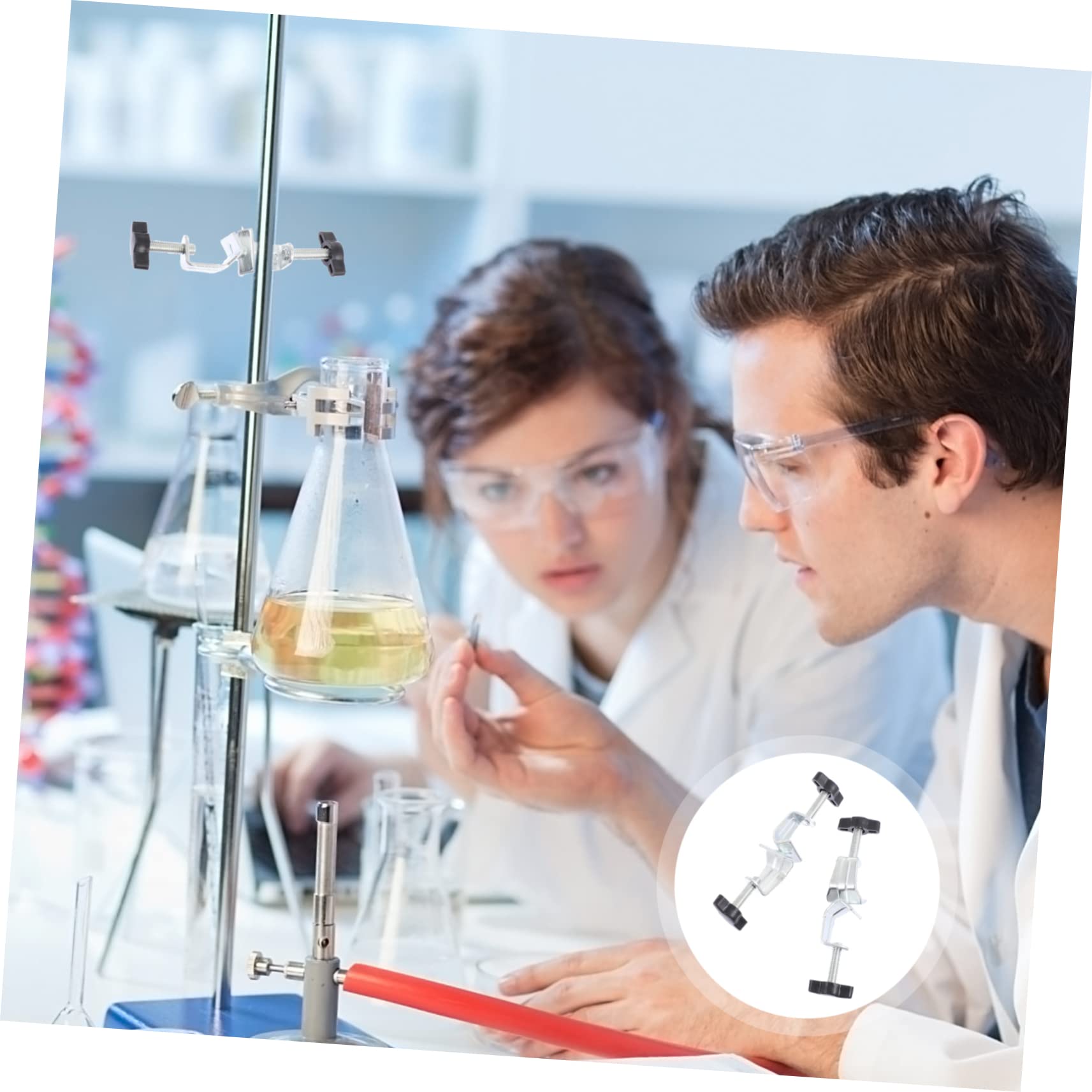 PLAFOPE 2 Pièces Métal École Support Stand Chimie Droite Pince Équipement Laboratoire Titulaire Obligatoire Soutien Laboratoire Accessoires Laboratoire Clip Industriel Tête De Manchon Lourd Pour Fer