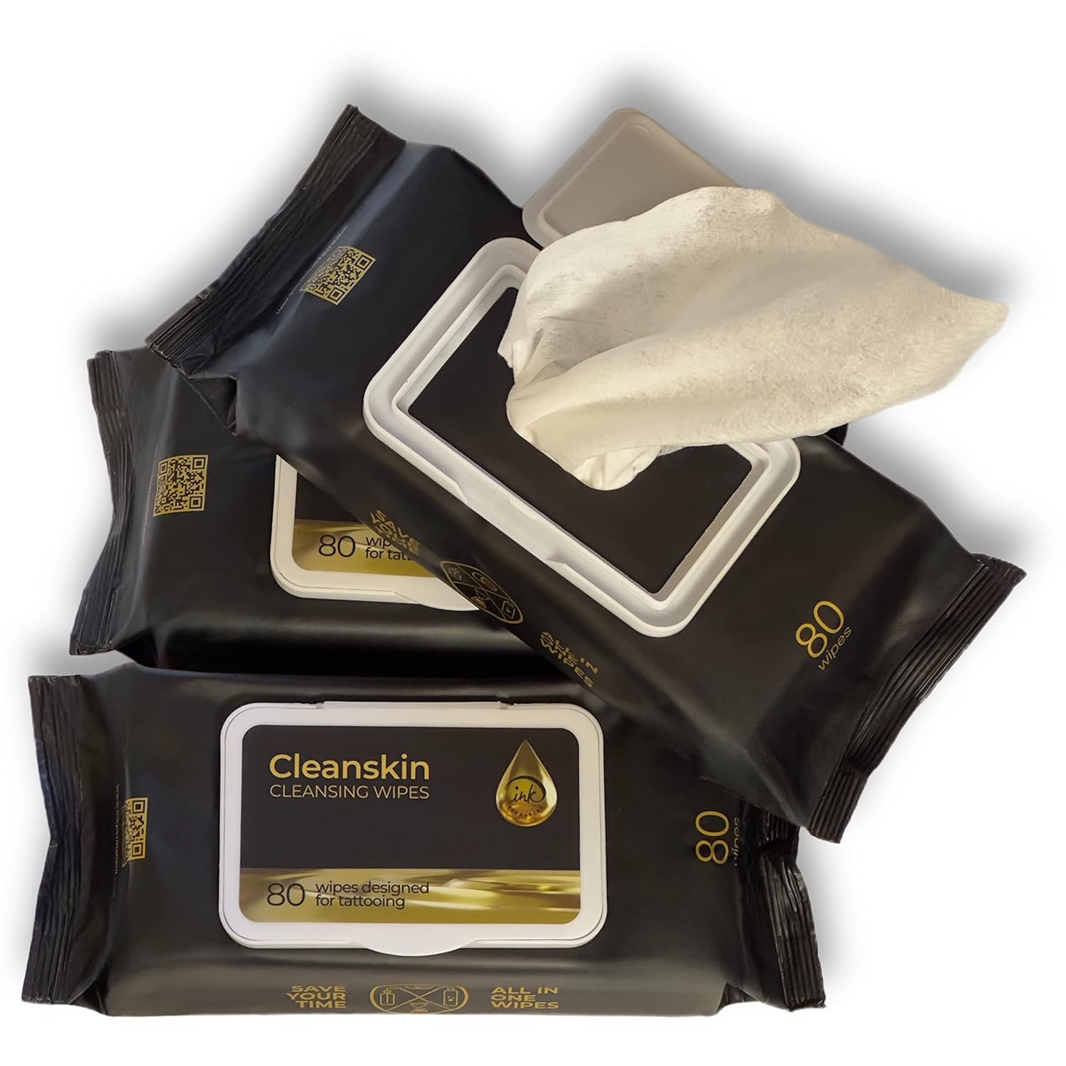 CleanSkin [80Count] Cleansing Tattoo Wipes for Tattooing