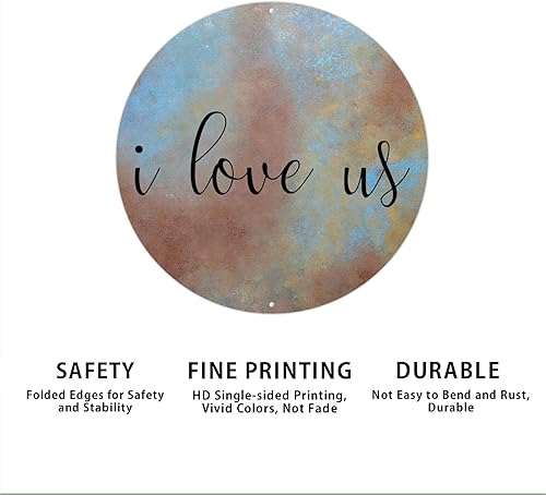 Vista 3 de Letreros de metal redondos de aluminio con texto en inglés "I Love Us Humour", decoración rústica de pared para dormitorio, sala de estar, cocina