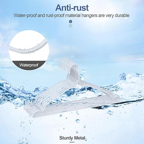 Miniatura 3 de SPECILITE Paquete de 50 perchas de alambre de metal con ranura, 16.7 pulgadas, calibre 12, ultra delgadas, antideslizantes, para trajes de tamaño