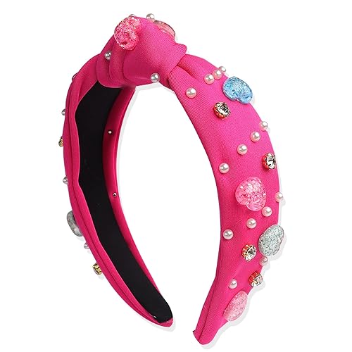 Diadema para el día de San Valentín, accesorios para mujer, diadema de corazón con purpurina, diadema con diamantes de imitación, diadema anudada