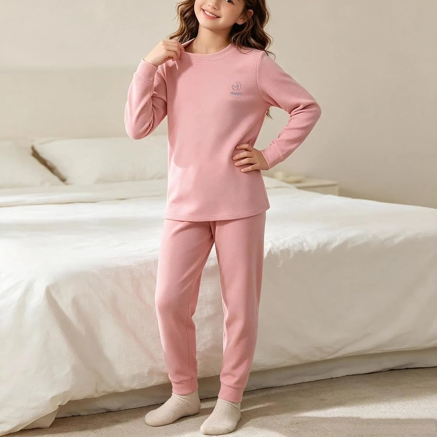 Bekleidungssets Mädchen Fleece Sweatshirt & Girl Freizeithose 2-Teiliges | Jogginganzug Sportanzug Kinder Freizeitanzug Langarmshirt und Jogginghose Zweiteiler Mädchenbekleidung Rosa 140, Bild 5