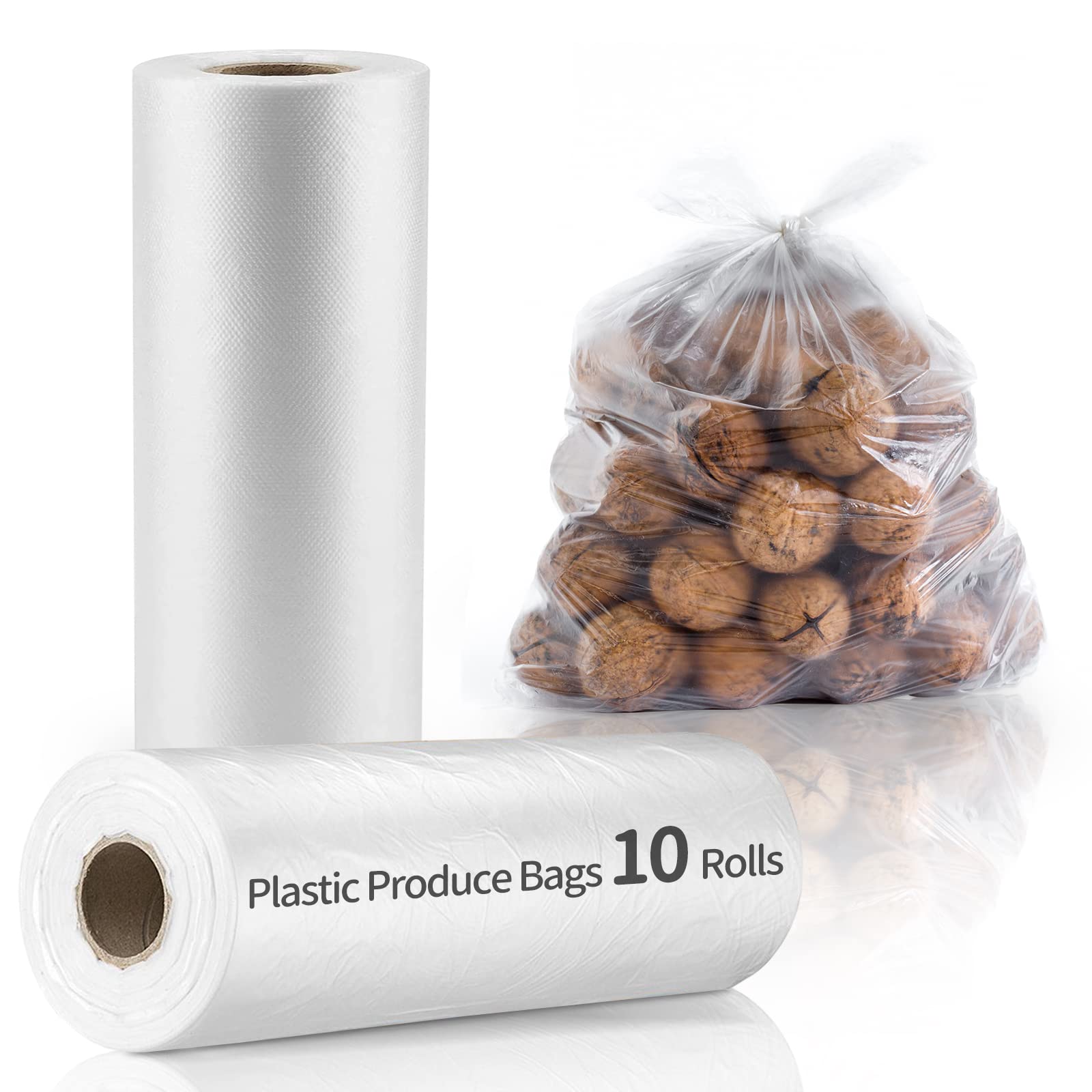 Food Bags RoyalNa 12x20 Plastic Food Storage Bags - 4 Rolls 310 Bags Each For Vegetables Fruits Bread Clear Plastic Storage Rolls - Foto 10