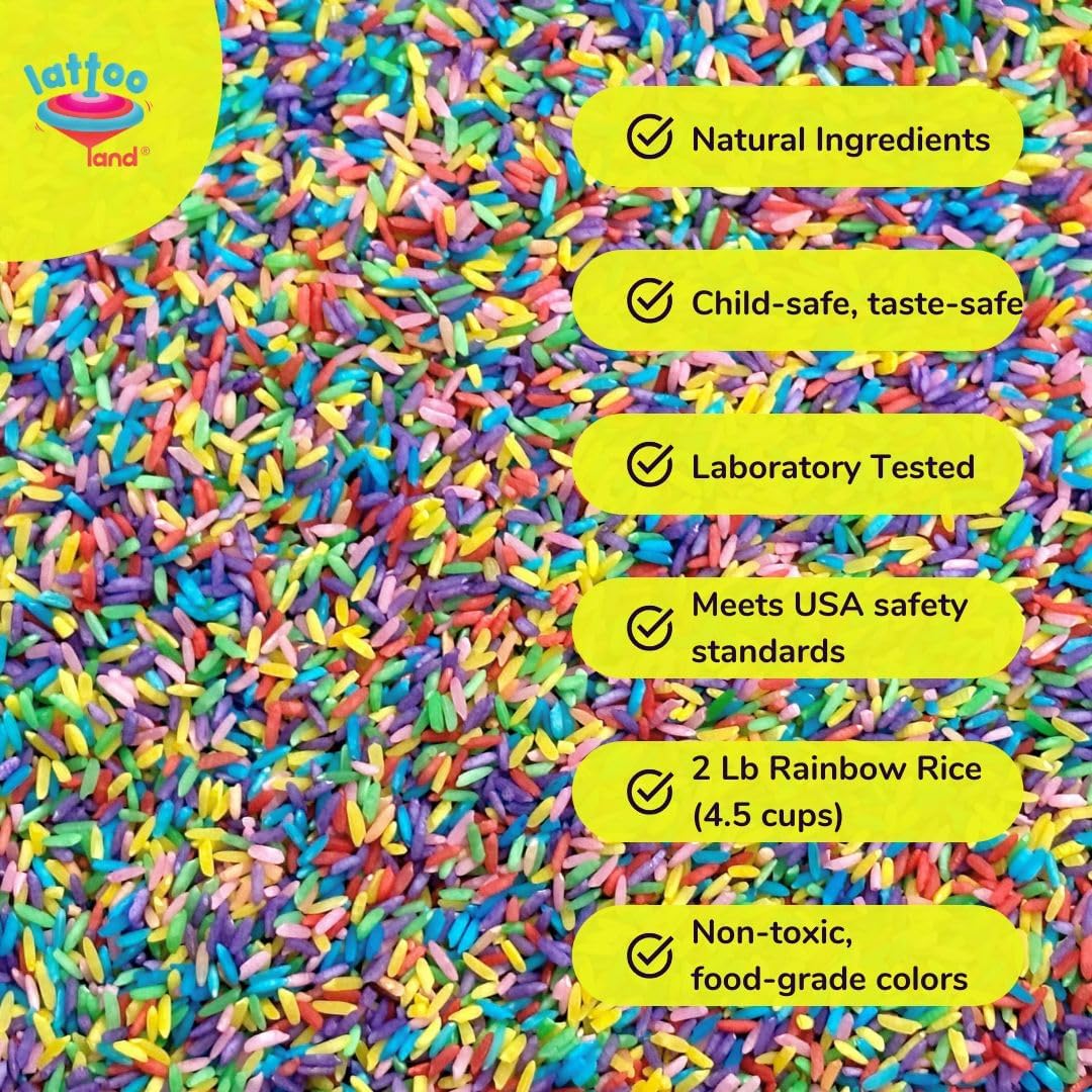 Rainbow Rice Sensory Bin Filler for Sensory Play – 2 LB (4 Cups) | Non-Toxic Colored Rice For Sensory Tables | DIY Montessori Color Rice Activities | Rice Sensory Bin Filler for Educational Play - Image 3