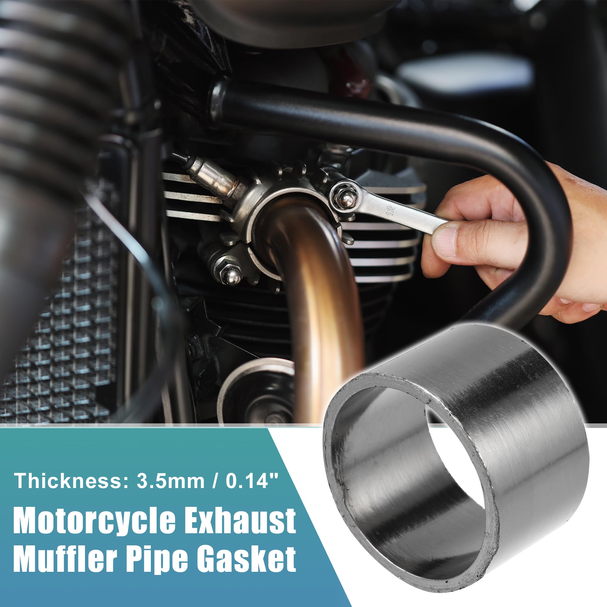 QUARKZMAN Joint D'Échappement Moto Ton Titane 1pc Étanche Graphite | Intérieur 45mm, Extérieur 52mm, Épaisseur 3.5mm, Résistance Chaleur, Réduction Bruit, Universel