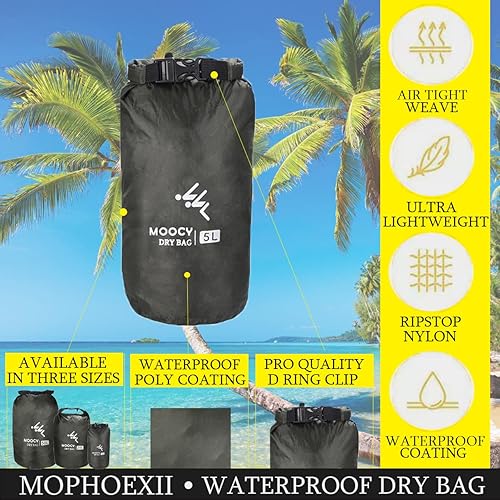 Miniatura 3 de MOPHOEXII Bolsa seca impermeable  Totalmente sumergible 1 paquete o 3 bolsas ultraligeras herméticas impermeables  Tamaños 5L, 20L y 50L  Bolsas
