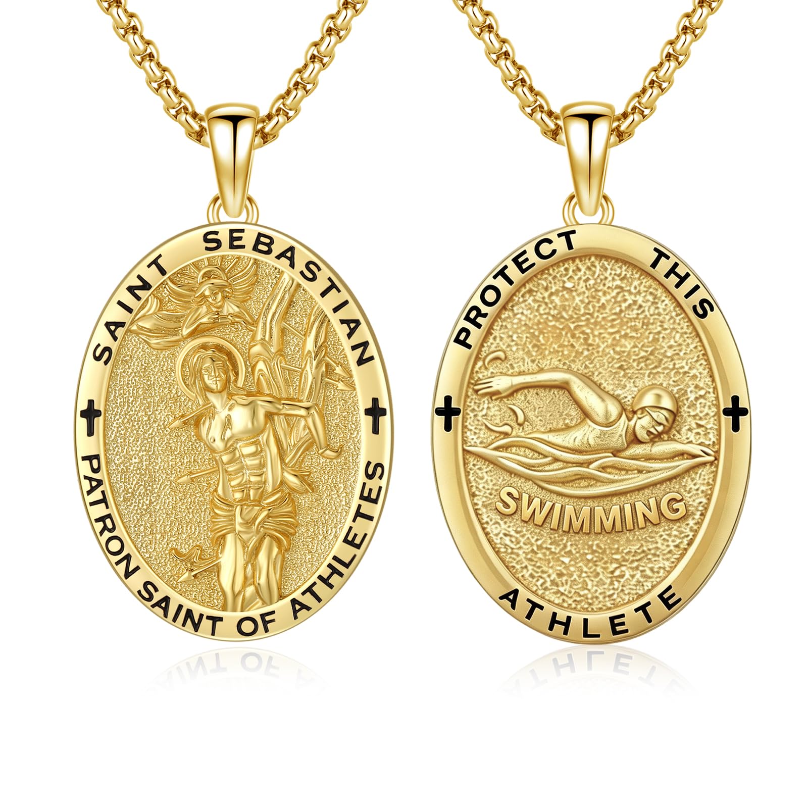 Silver/14K Gold Patron Saint Medal Amulet Necklace for Men Women