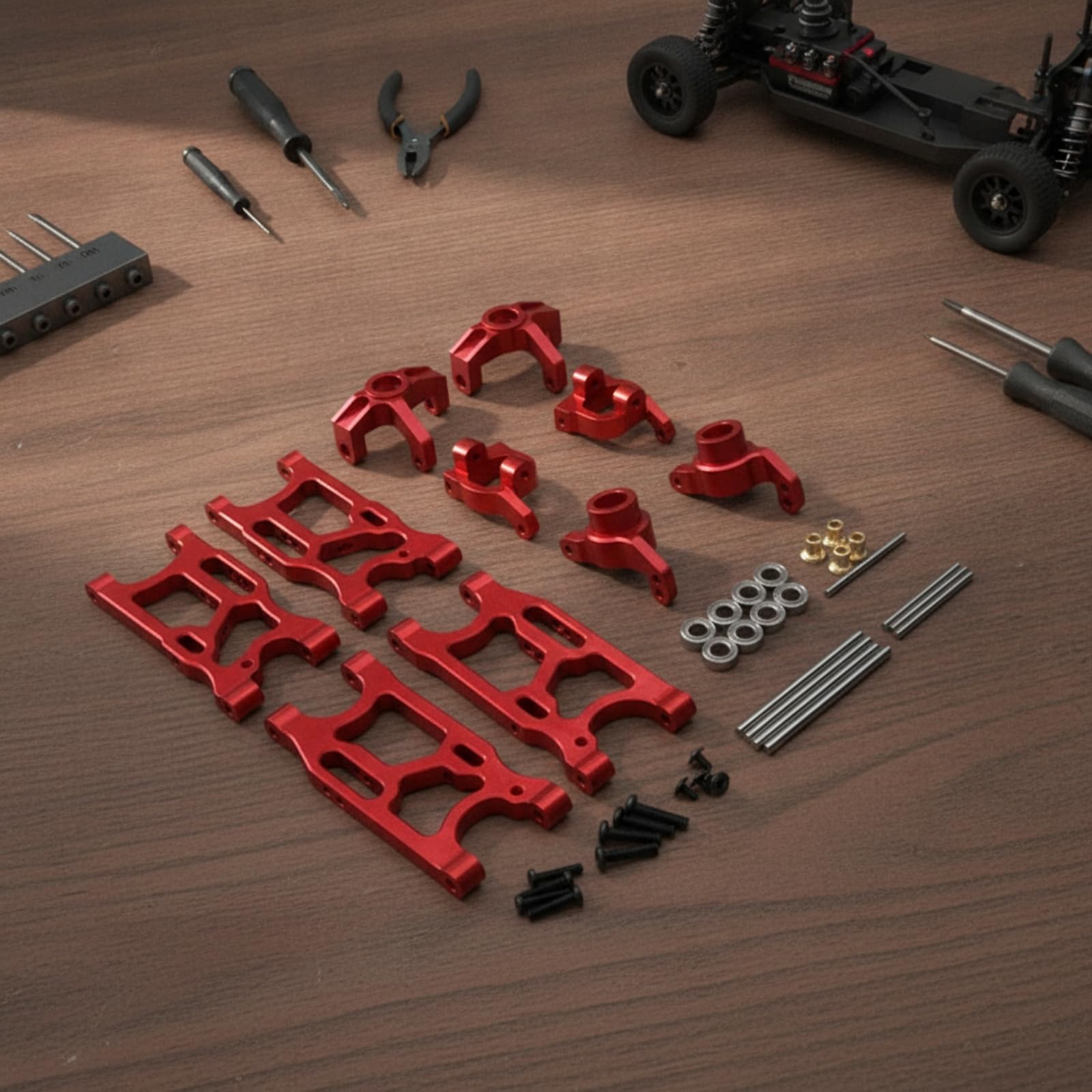 kowaku Veicolo Industriale Kit Componenti Auto RC Ammortizzatore Piastra Fissaggio Cuscinetti Metallo Fresato Finitura Pulita Adatto a Modellismo 1 12 1 14 Manutenzione Ottimizzazione, Titanio