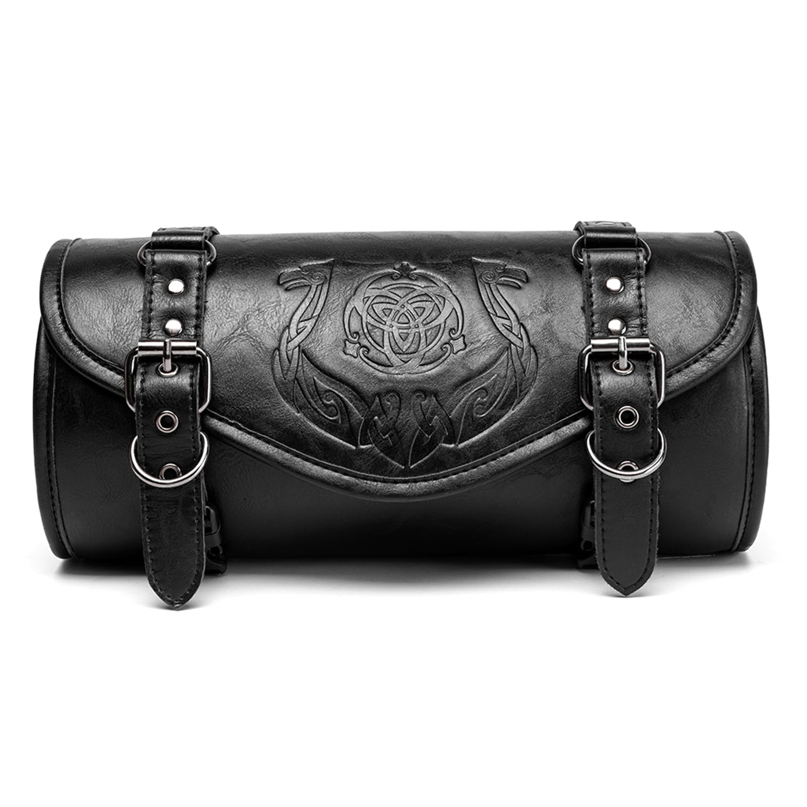 Sac de rangement pour guidon de moto punk - Plusieurs poches - Sangles de montage sécurisées - Design ergonomique - Sacoches de selle de moto en cuir
