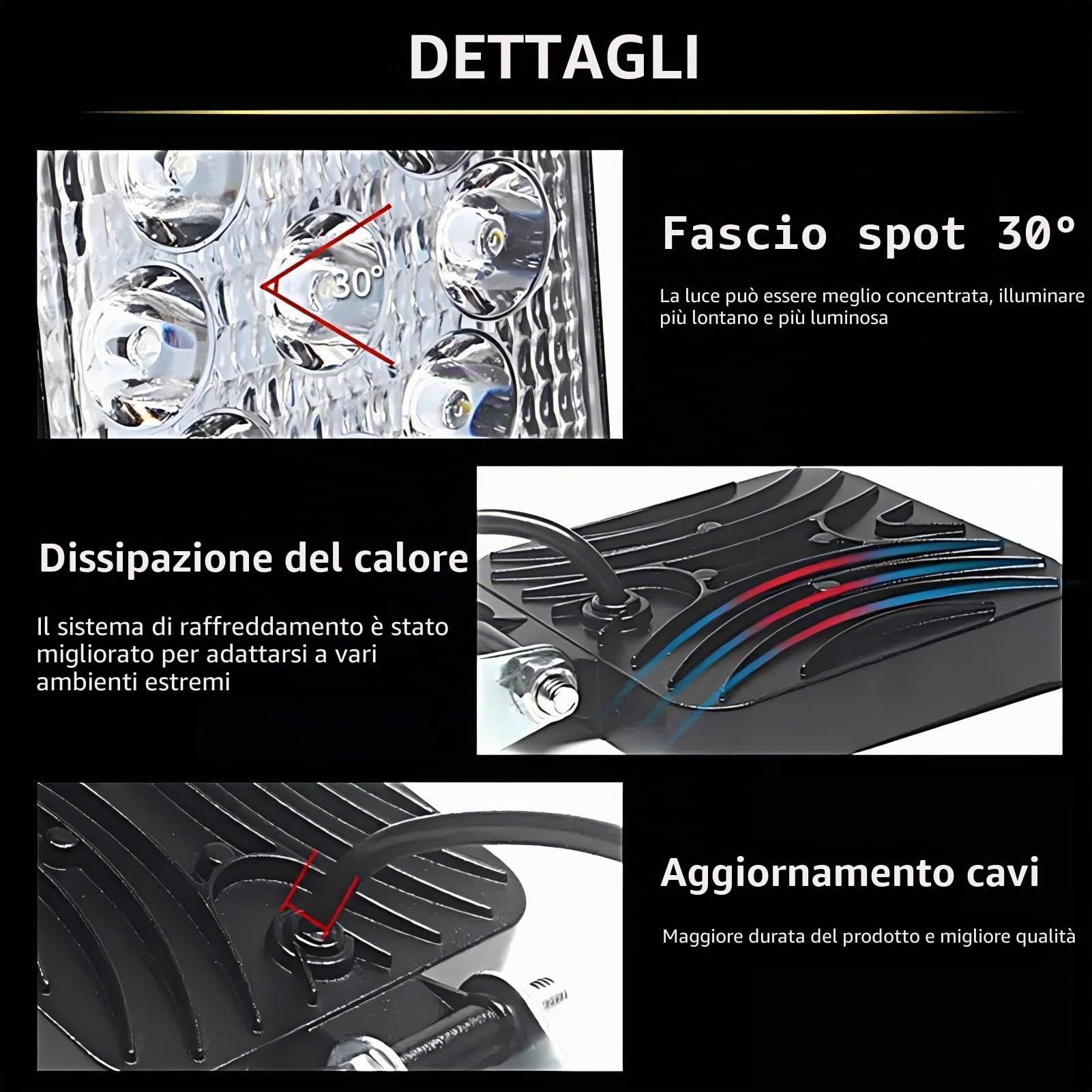 LED fari da lavoro 10 X 48W Mini fari supplementari 12V 24V fari da fuoristrada Spotlight 6000K impermeabili IP68 per trattore veicolo escavatore