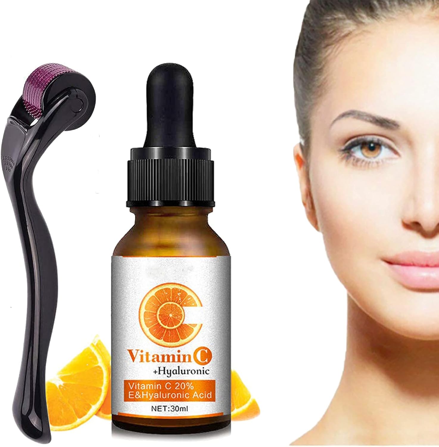 Derma Roller Microneedling Kit for Face 0.5mm Vitamin C Serum with