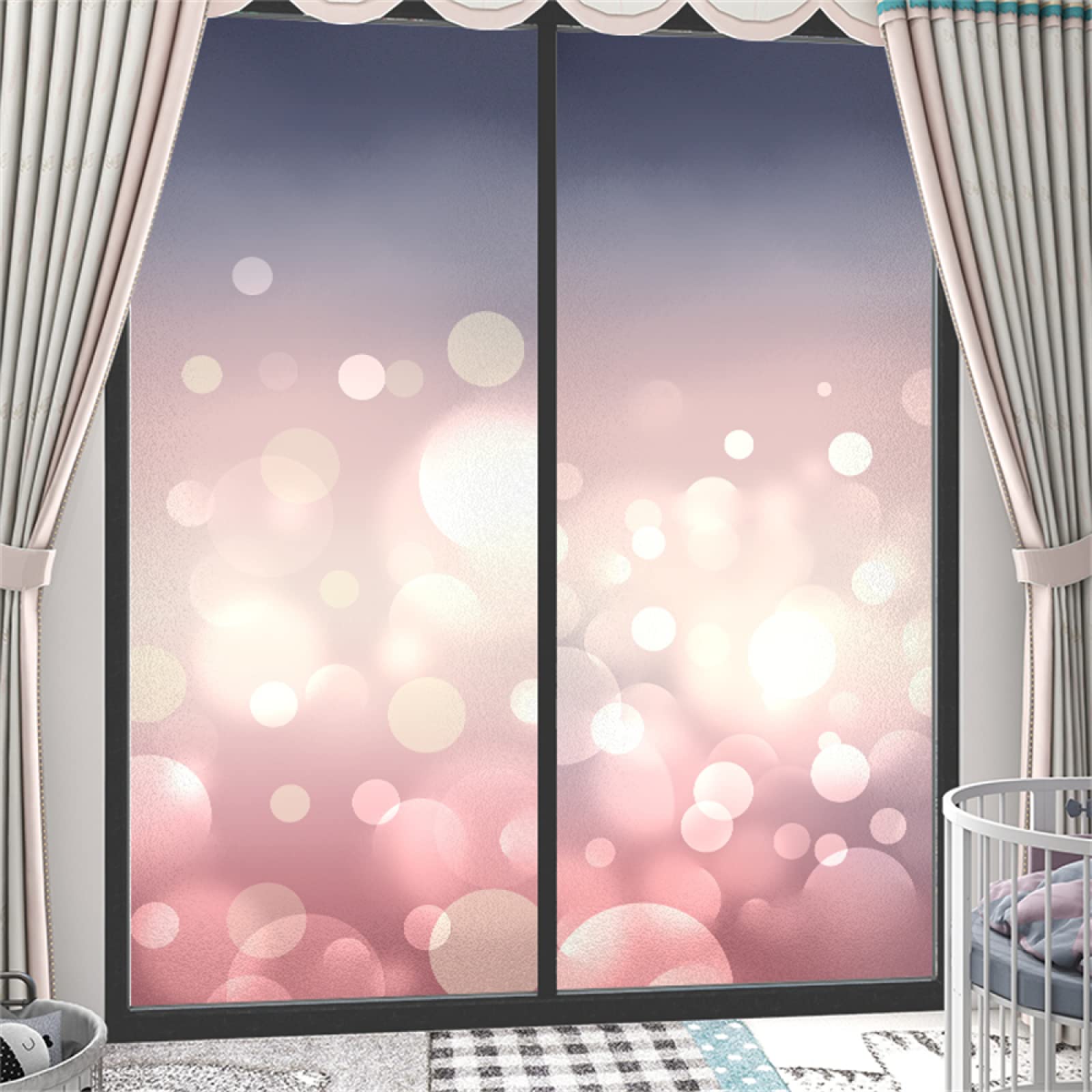 Pellicola per vetri oscurante,Pellicola privacy finestre,anti-peeping,Autoadesive,Anti-UV,sogno rosa ,Ideale per Ufficio Camera da Letto Sala(90cmx200cm)