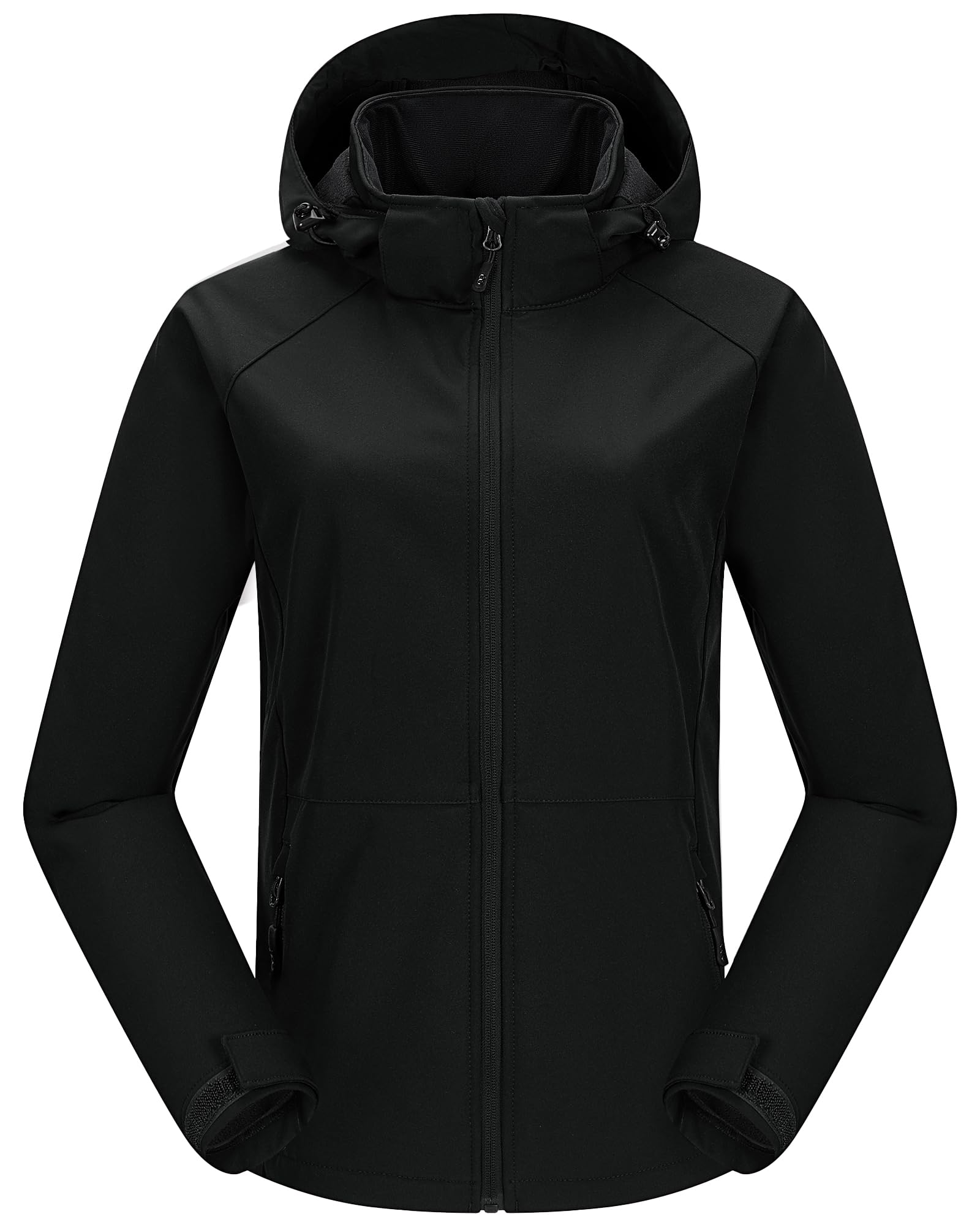 33 000ft Womens Waterproof Softshell Jacket with Removable Hood Lightweight Fleece Lined Warm Insulated Rain Windbreaker