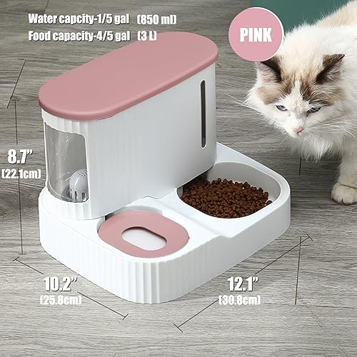 Miniatura 2 de Comedero automático para gatos, con temporizador automático por gravedad, contenedor de alimentos secos para mascotas, cuenco y dispensador de agua