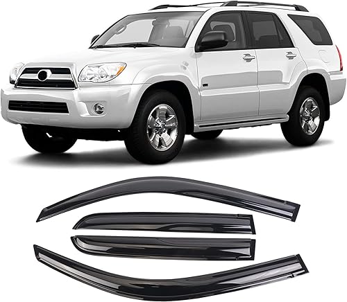 Juego de 4 viseras laterales con cinta adhesiva para ventana lateral, deflector de ventilación para Toyota 4Runner 94924 2003-2009