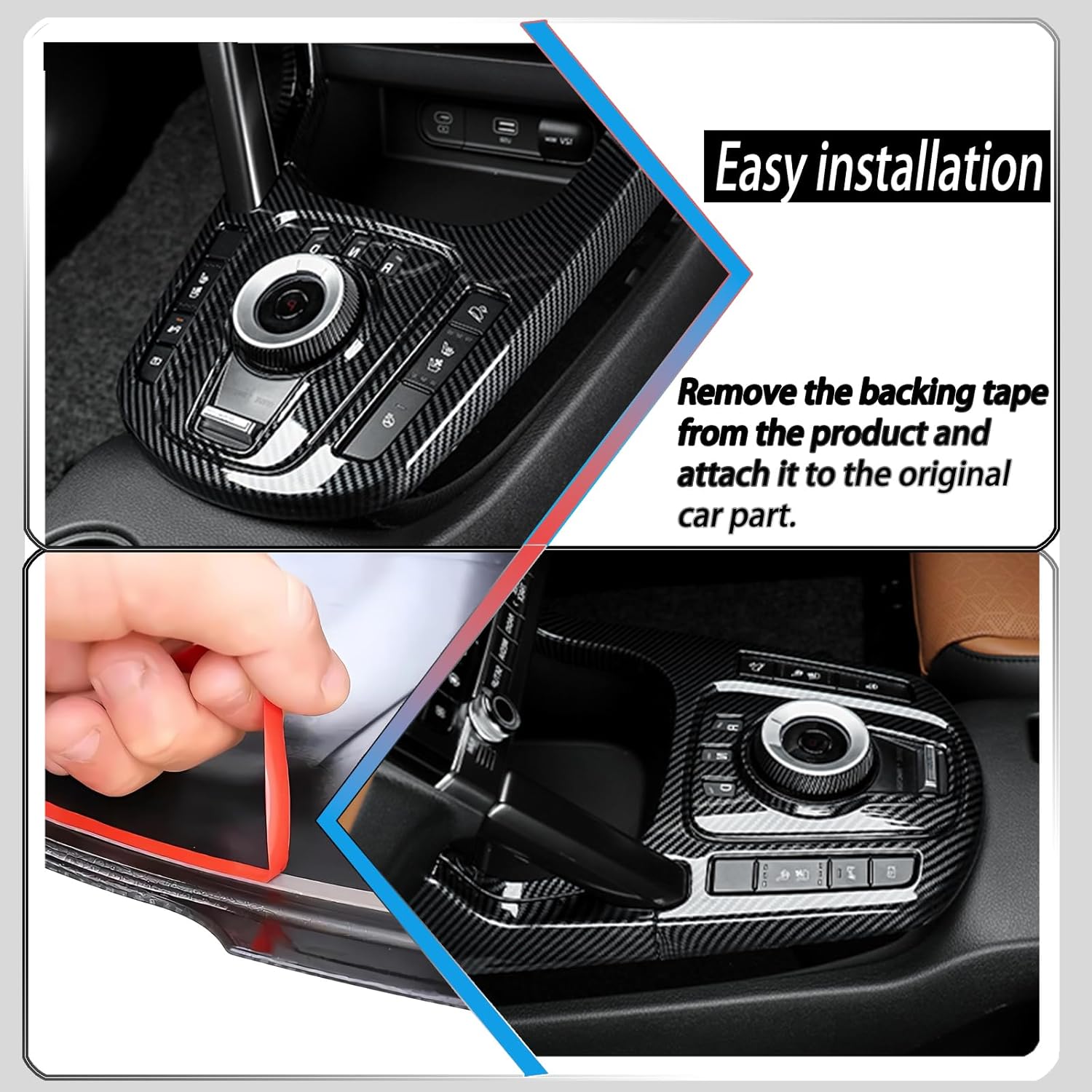 Gear Shift Panel Cover, for Kia Seltos 2021 2022 2023 2024 2025,Center Console Gear Shift Panel Frame Cover Trim Accessories - Carbon Fiber
