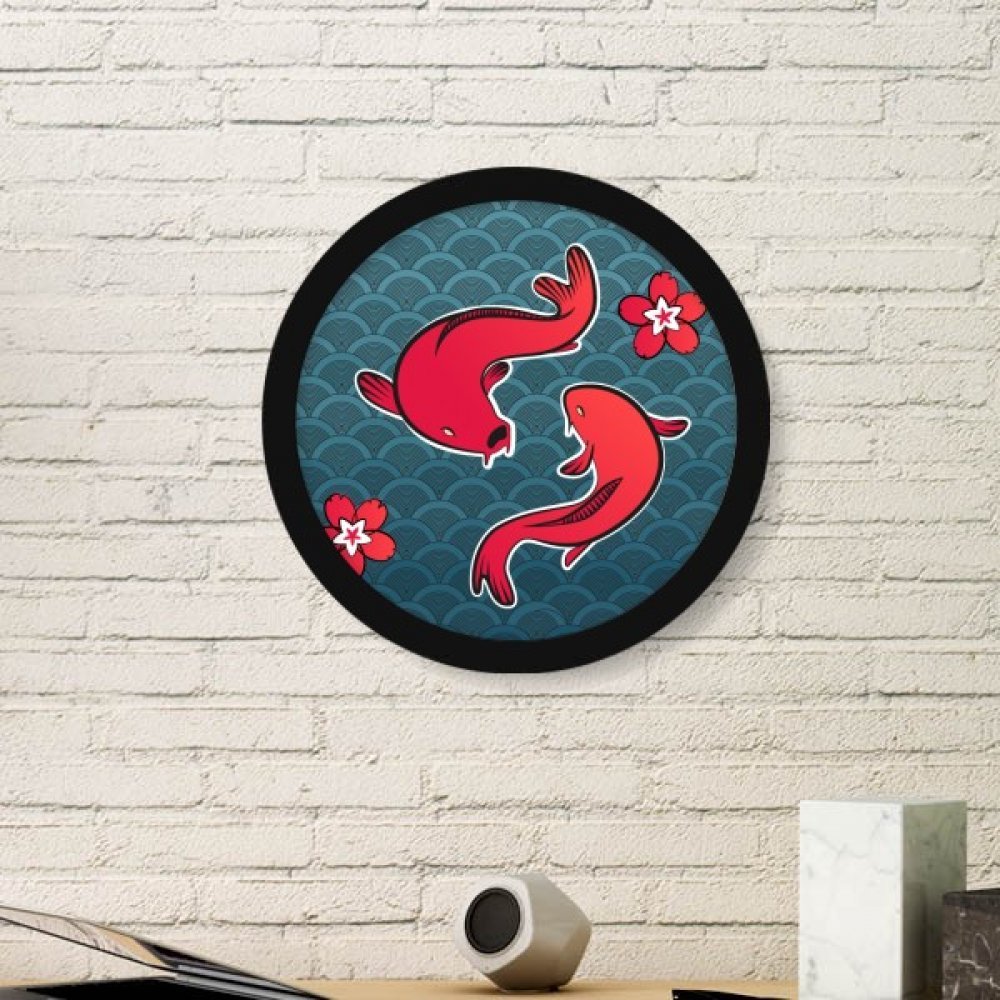 Cadre photo poisson rouge japonais moyen noir de style chinois