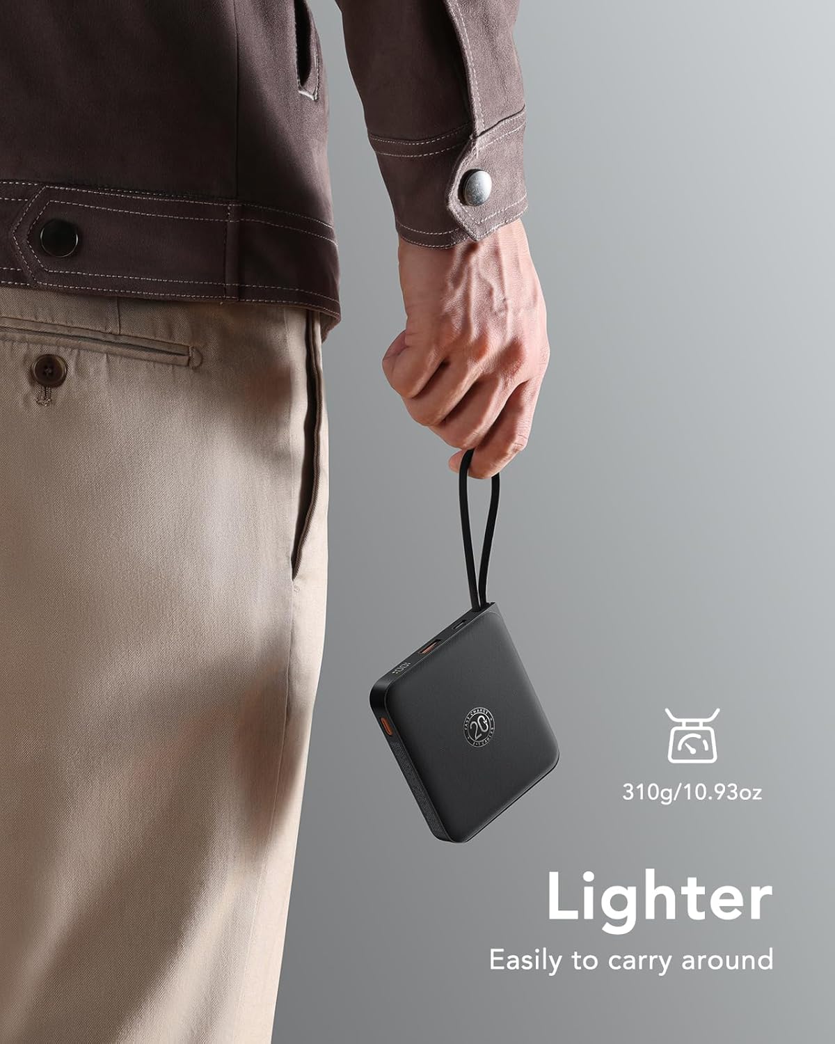 VRURC Power Bank 20000mAh con Cables Integrados - Negro - Vista 3