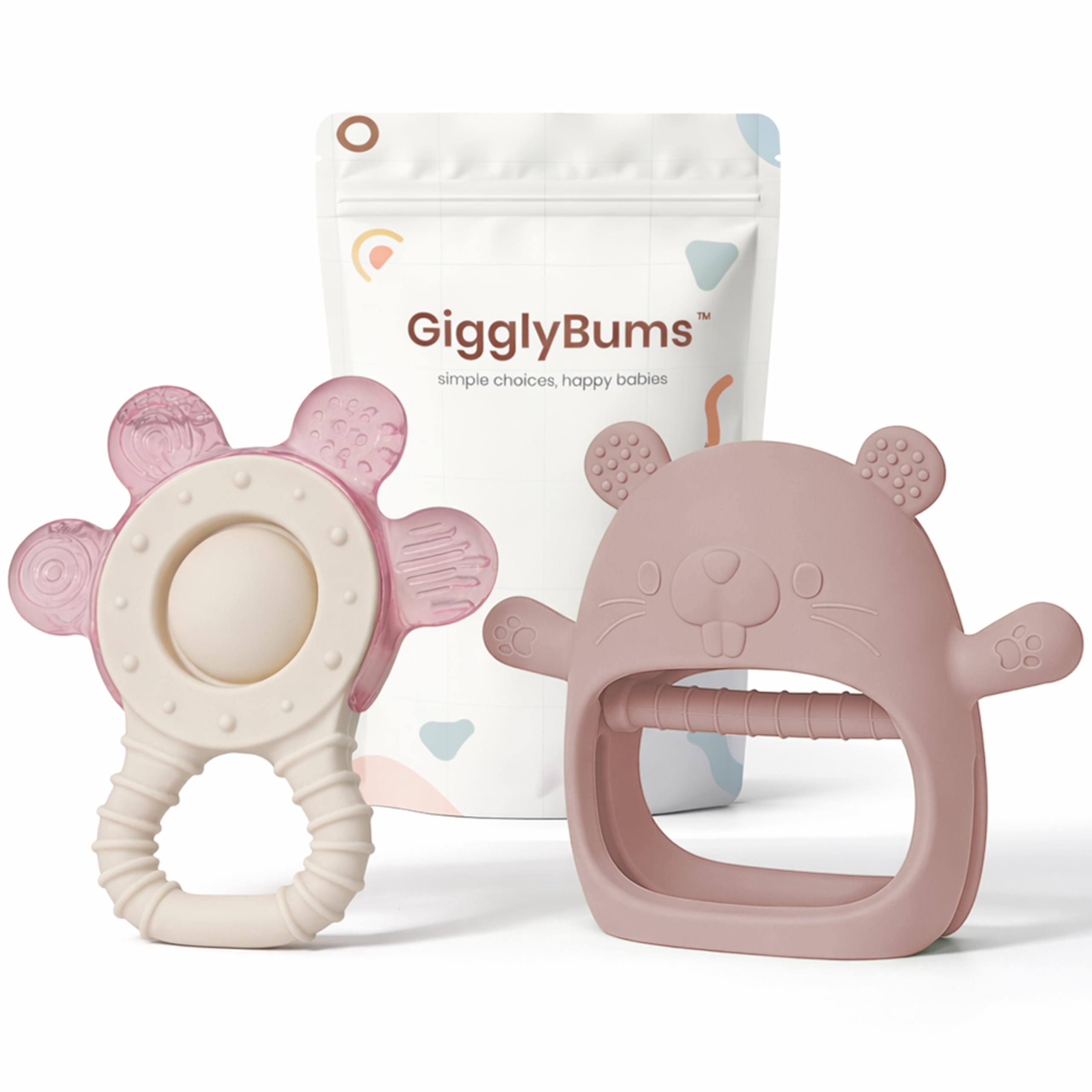 Baby Teether Set 3+ Months – Silicone & Water-Filled Cooling Teether 2-Pack, BPA-Free Sensory Teething Toys, Easy Grip, Sore Gum Relief – Baby Shower-Gift-Ready by GigglyBums — view 10