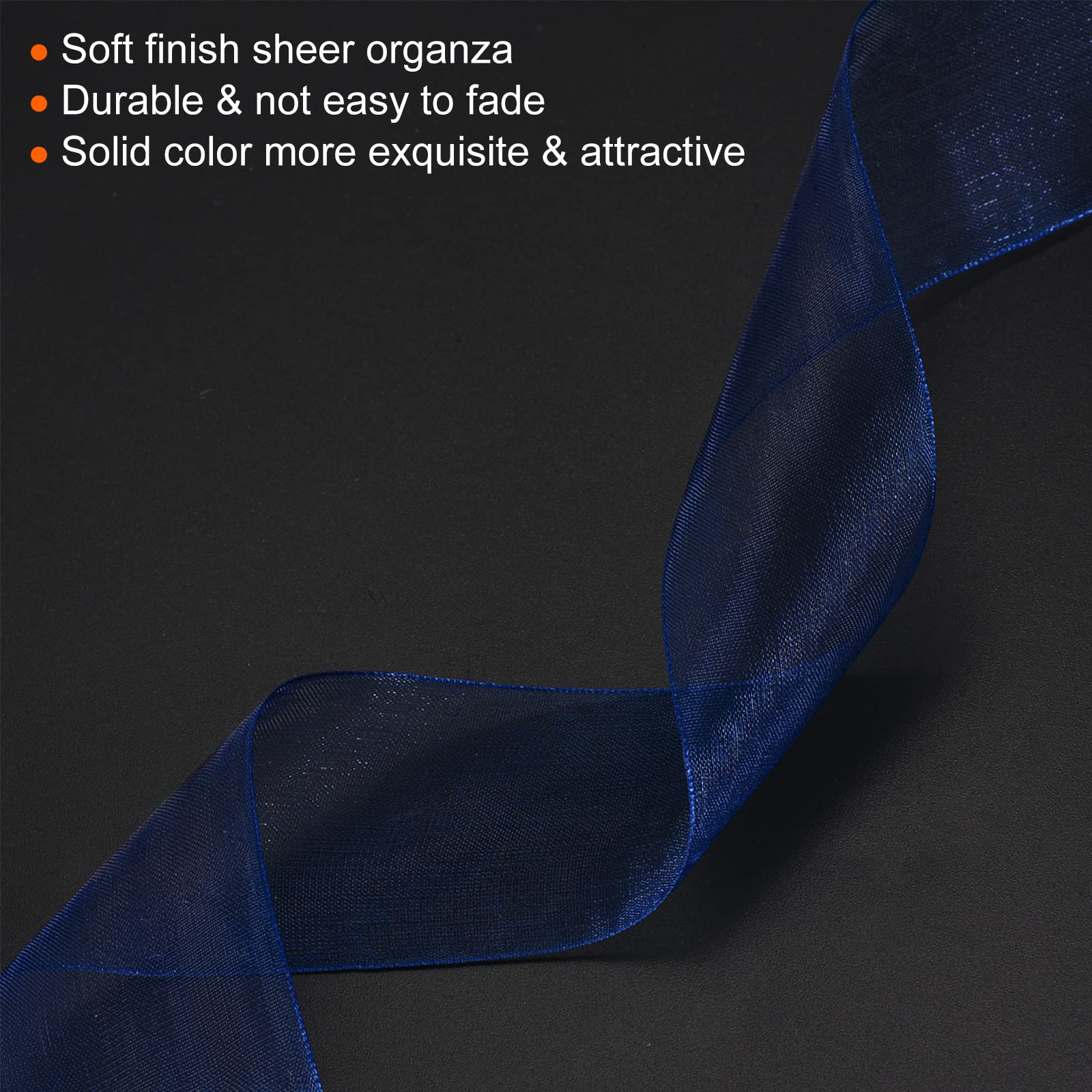 PATIKIL Sheer Organza Ribbon 1-37/64 Inch 50 Yard, 1 Roll Chiffon Decoration Fabric for Gift Wrapping Crafts Wedding Bouquet Deep Blue - Image 4