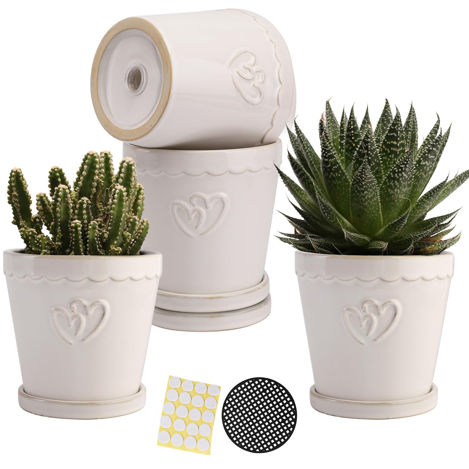 Amazon.com : TAMAYKIM 4.5 Inch Ceramic Plant Pots with Drainage