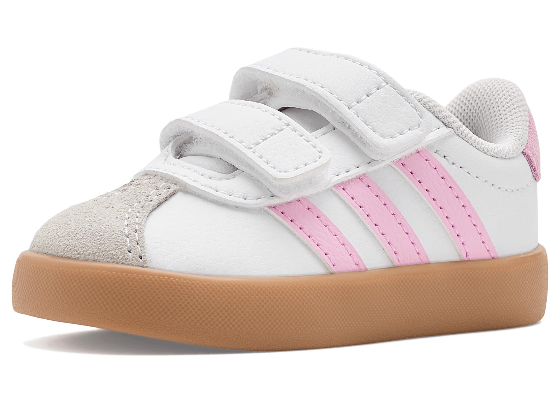 adidas Boys Vl Court 3.0 Slip On Sneakers Shoes Casual - Pink, White