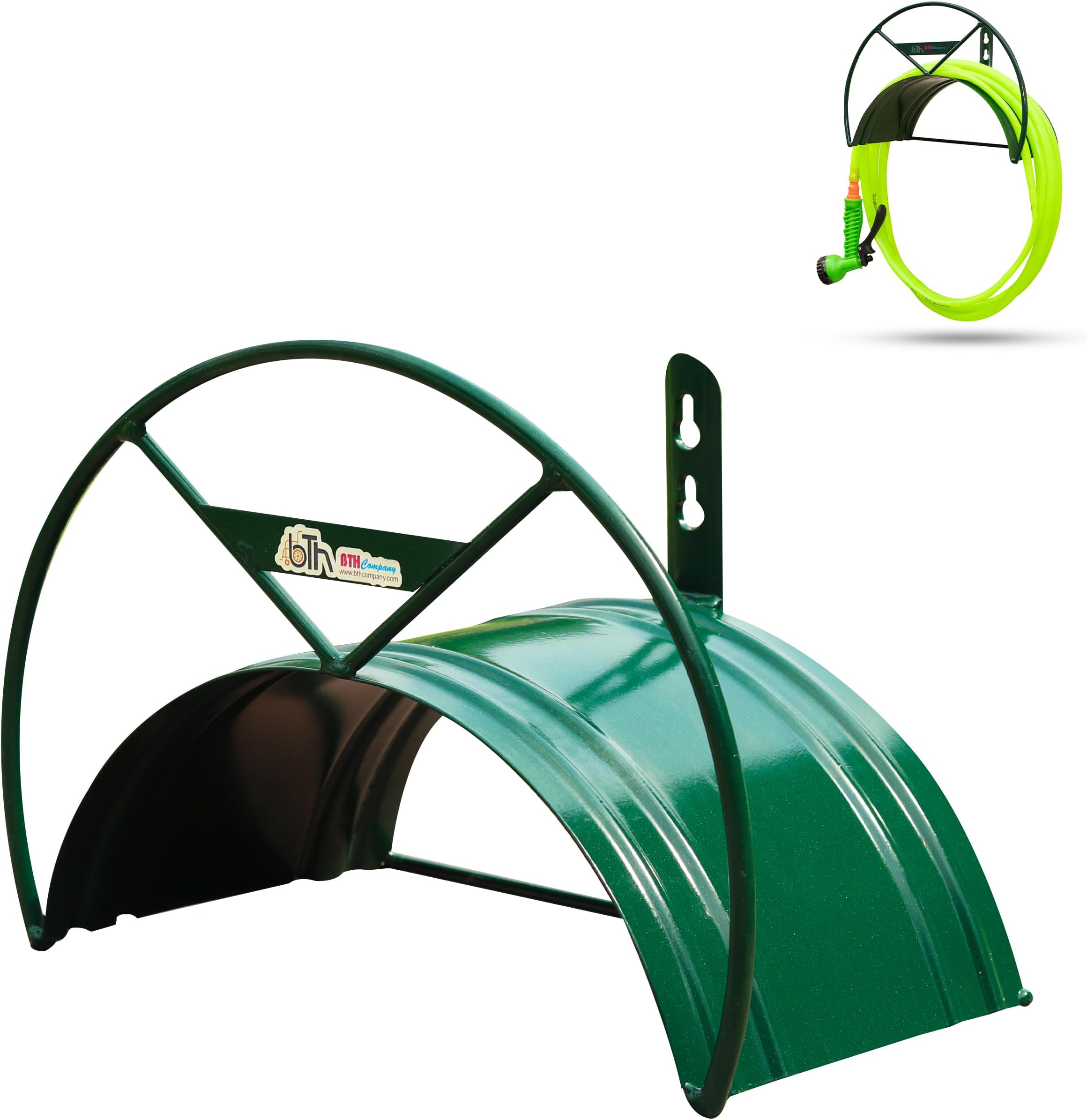 Alloy Steel Wall Mounted Watering Hose Holders - Heavy Duty Portable Irrigation Hose Hanger (Green)
