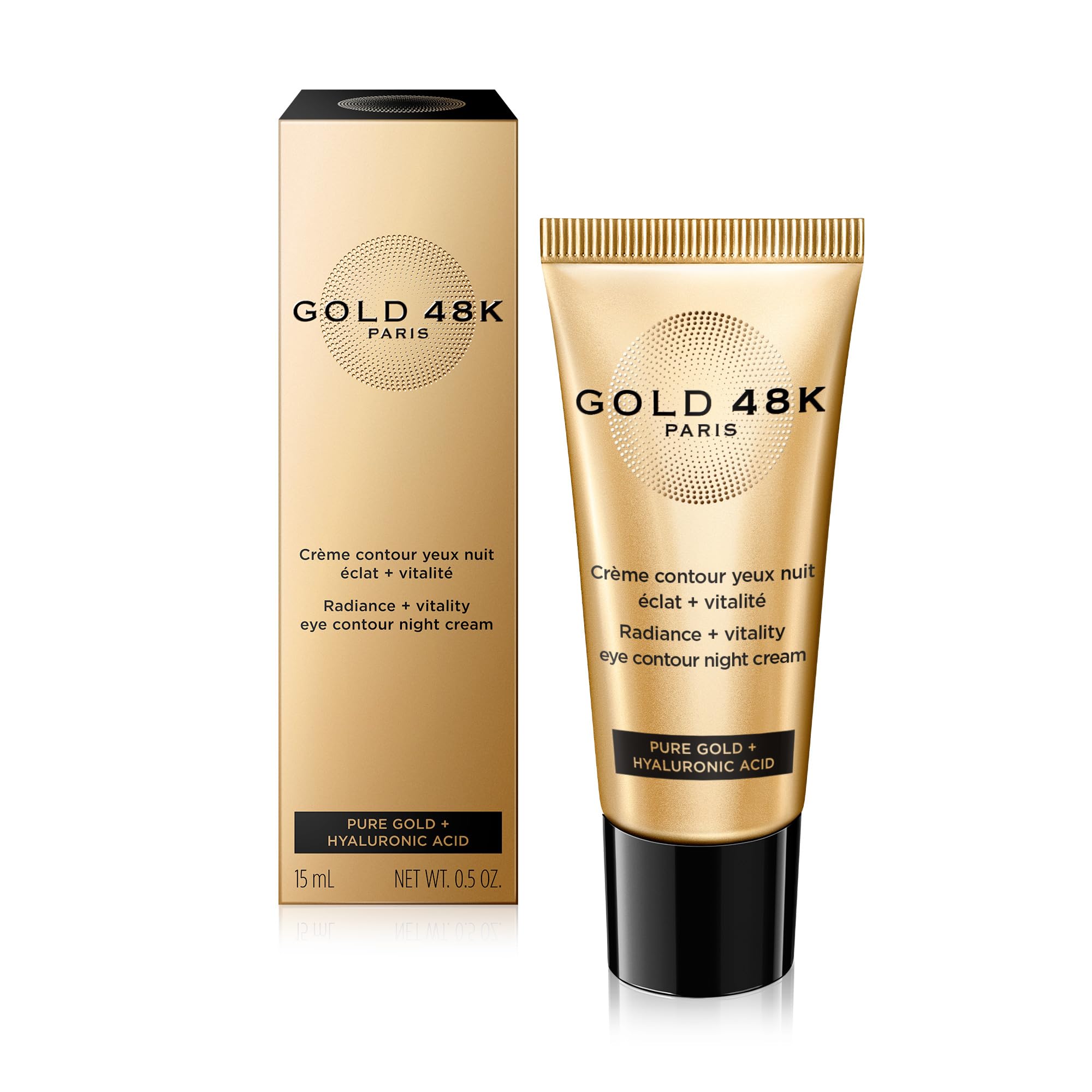 GOLD 48K - Crema contorno de ojos de noche resplandor + vitalidad - Oro Puro + Ácido Hialurónico - 15 mL