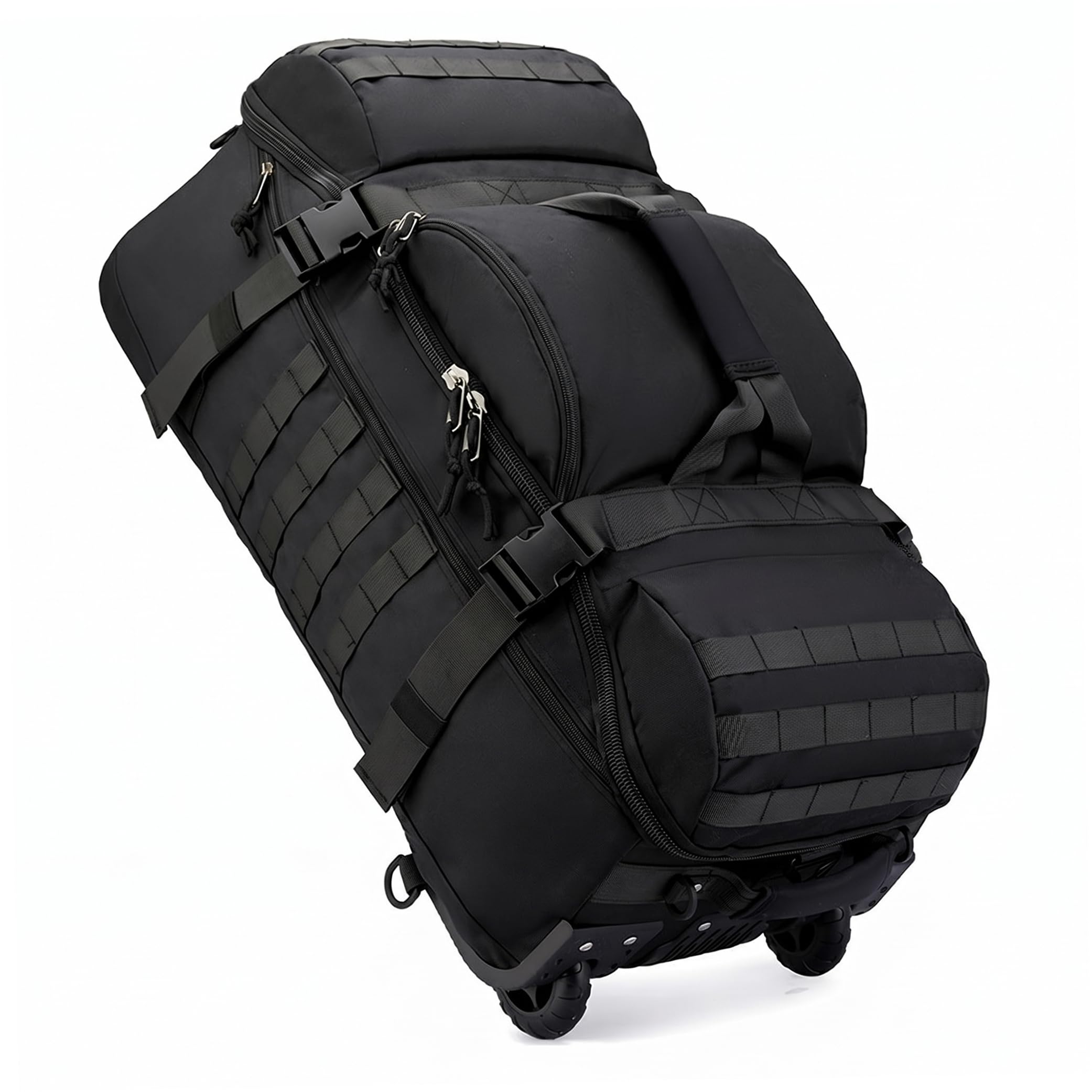 Bolsa de Lona con Ruedas, Bolsa de Lona con Ruedas de 80 L de Gran Capacidad, Equipaje con y Múltiples Formas de Transporte para Escalada, Senderismo, Viajes, Negro.