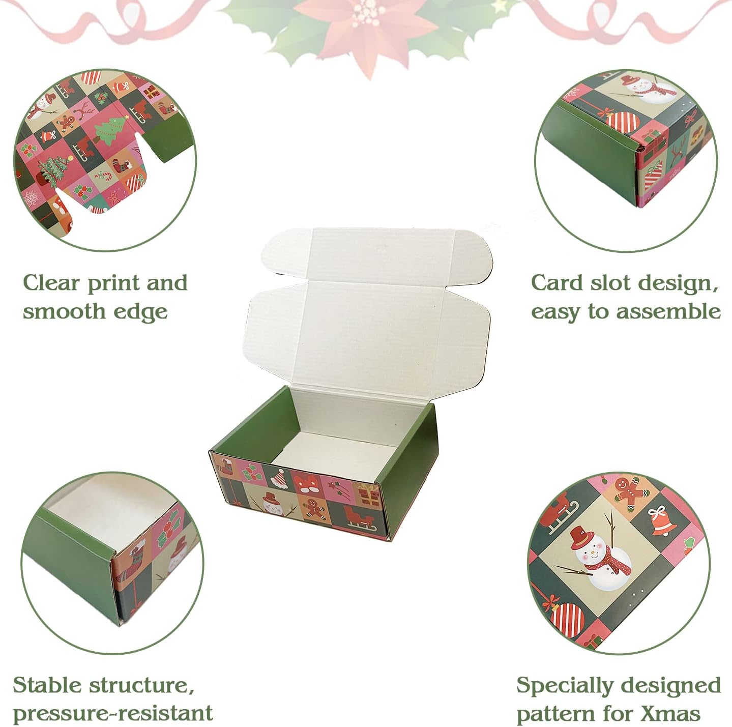 QIANF 20 Pack 6x4x2 Inch Small Shipping Boxes Christmas Gift Box with Lid, Thick Recyclable Corrugated Cardboard Gift Mailing Boxes for Gift Packaging Small Business