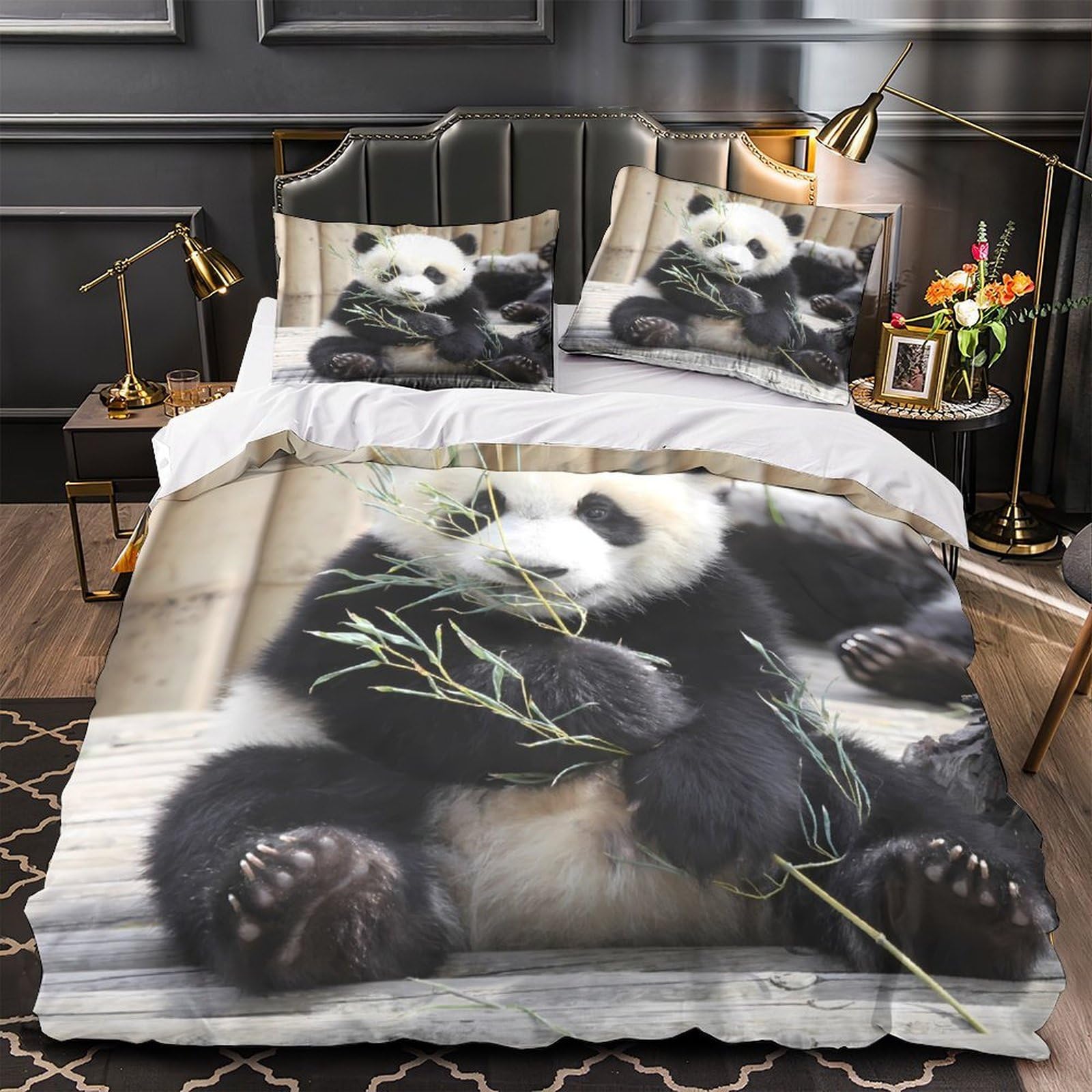 Housse de couette panda 200x200 parure lit microfibre pour créer un cocon de douceur enfant