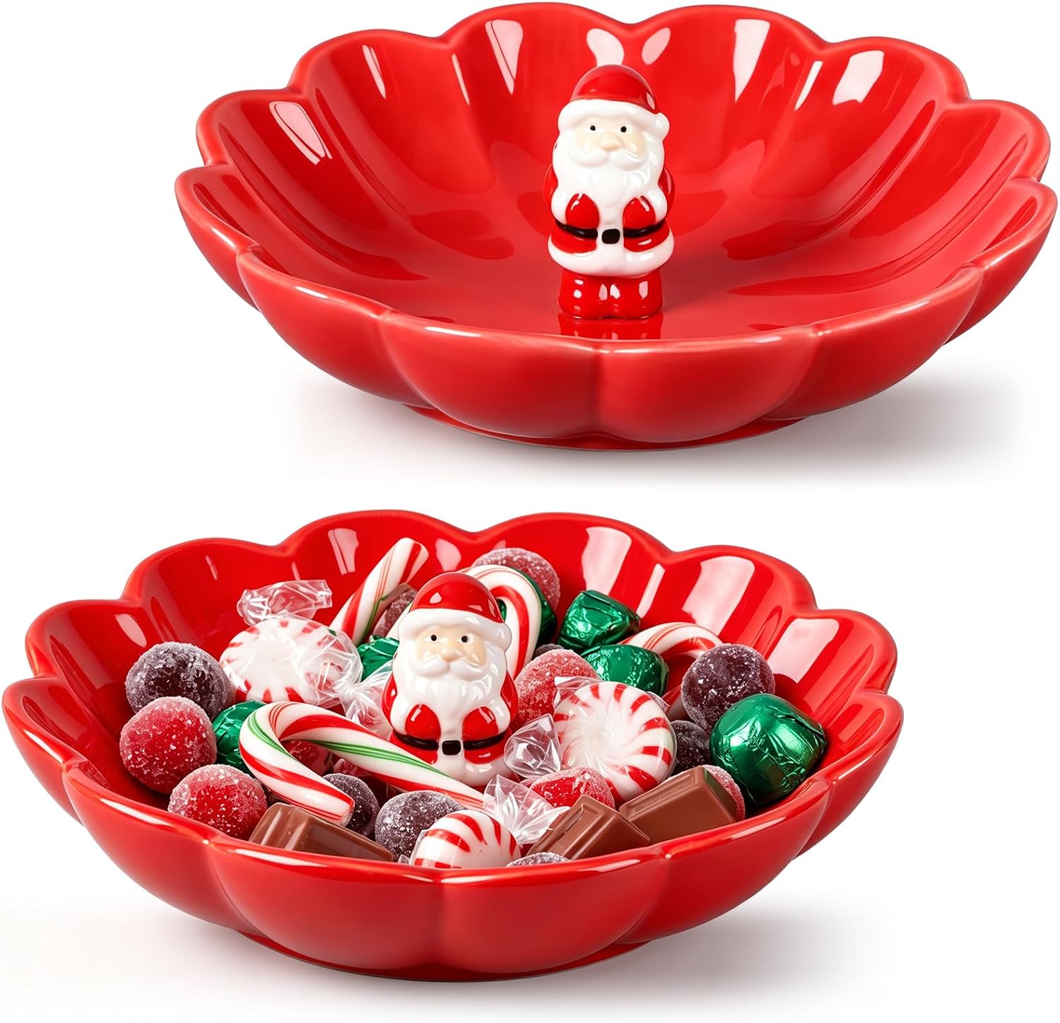 Domensi 2 Pcs Halloween Pumpkin Candy Dish 7 Inch Ceramic Pumpkin Plate Candy Bowl Snack Serving Bowl for Dessert Fruits Salads Halloween Table Decoration