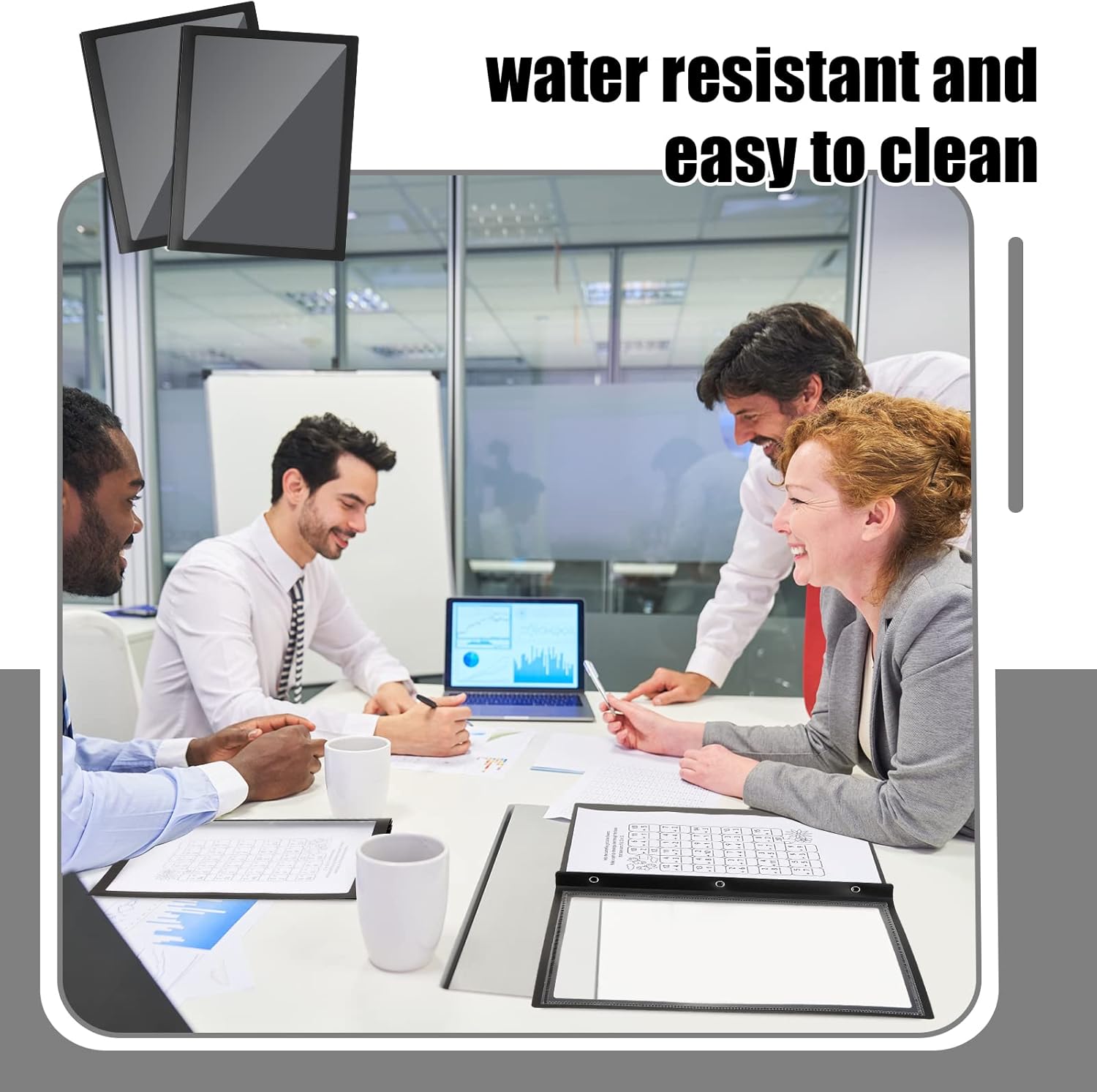 Teling 36 Pcs Report Covers with 3 Prong Fasteners Clear Front Presentation Folders Frame View Poly Report Folder Presentation Binder for Paper Document School Office (Black)