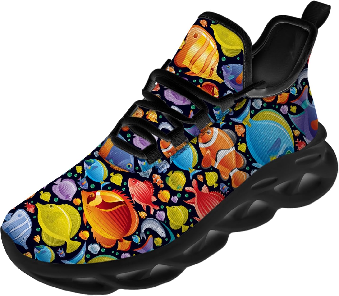 Tropical Fish Shoes for Women Men Cross Trainer Trail Running Walking Tennis Comfort Sneakers Clownfish Shoes Gifts for Men Women