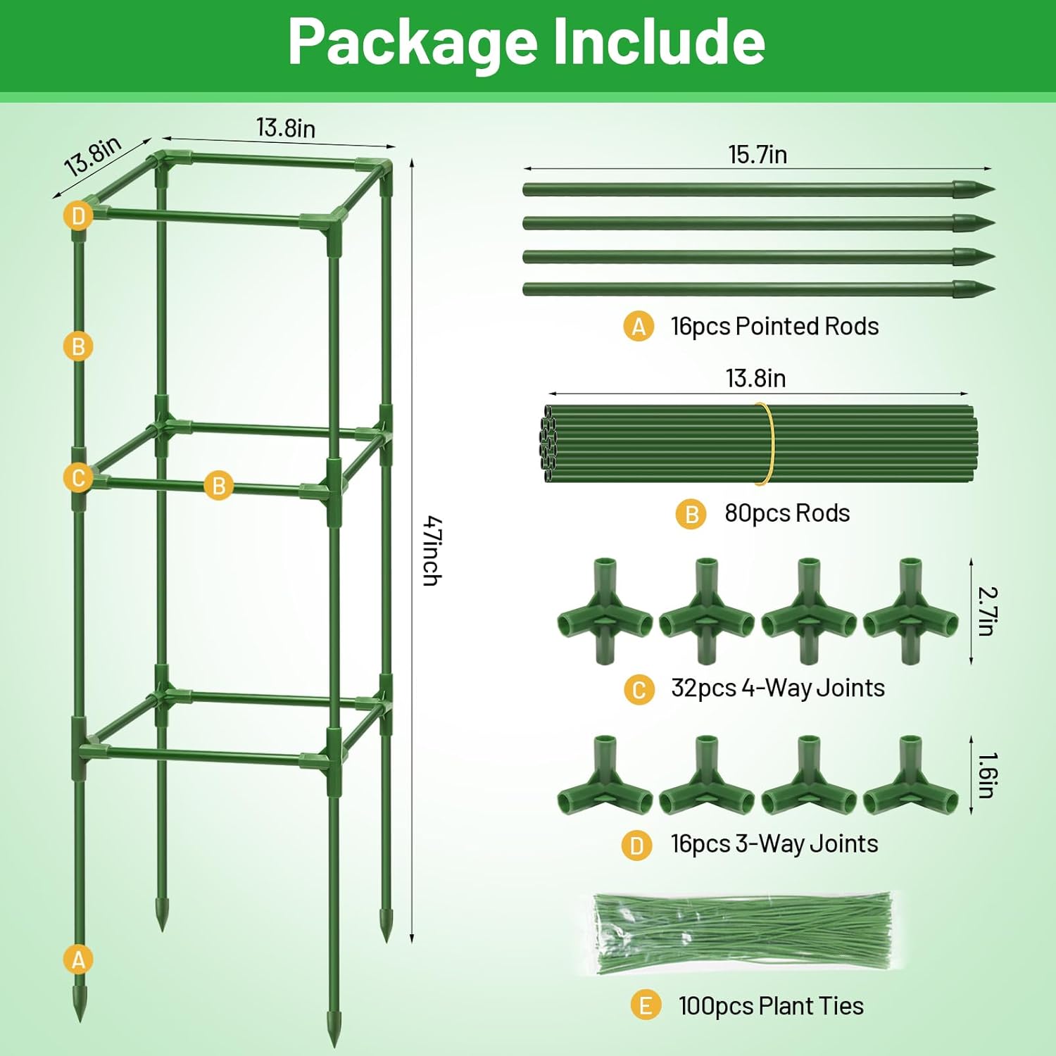 Legigo 4 Pack Square Tomato Cages- 45 Inch Heavy Duty Tomato Trellis for Climbing Plants Outdoor, Tomato Plant Support Stakes Cage Garden Trellis for Garden Raised Garden Bed Cucumbers Vegetables