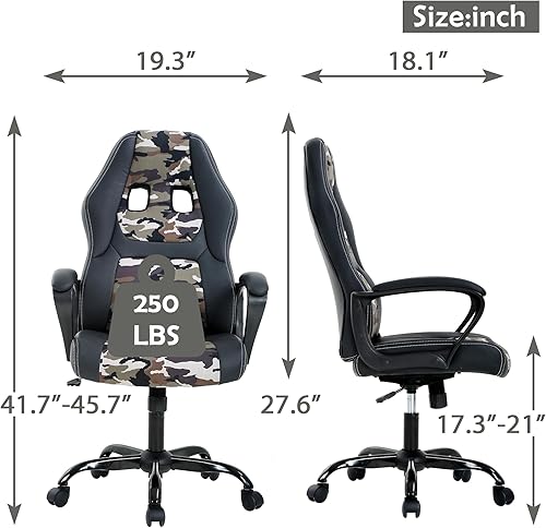 Miniatura 3 de Sillas ergonómicas de video para computadora, silla de juegos baratos para adultos, silla de escritorio de oficina con respaldo alto y lumbar,