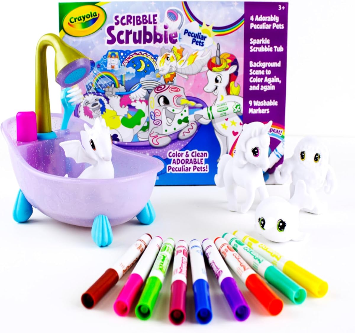 Scribble Scrubbie Peculiar Pets, Juego de juguetes de aseo de mascotas lavables para niños, manualidades para niños pequeños, regalos para niñas y niños, mayores de 3años