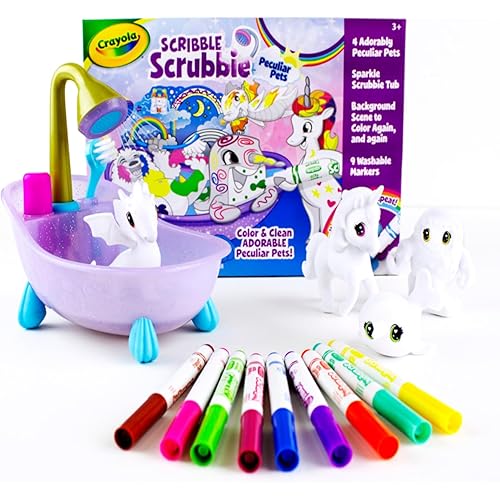 Crayola Scribble Scrubbie Peculiar Pets, Washable Pet Grooming Toy Set for Kids, DIY Toddler Arts & Crafts, Gifts for Girls & Boys, Ages 3+