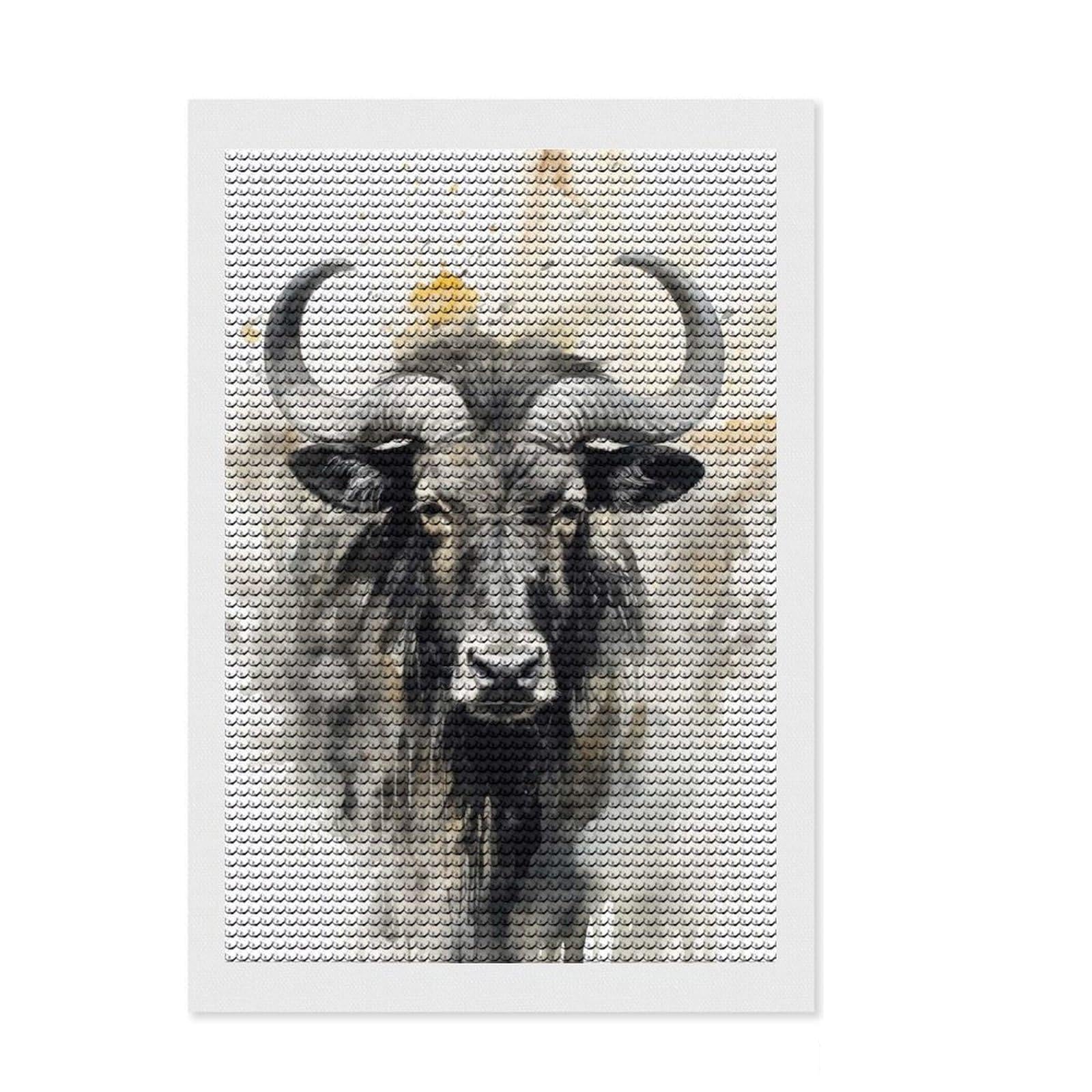 Junmoney Wildebeest Beauty Art DIY Diamond Art Canvas Kit 8"x12", for Teens, Pleasing Wall Art Project, Aesthetic Room Decor, Christmas Gift