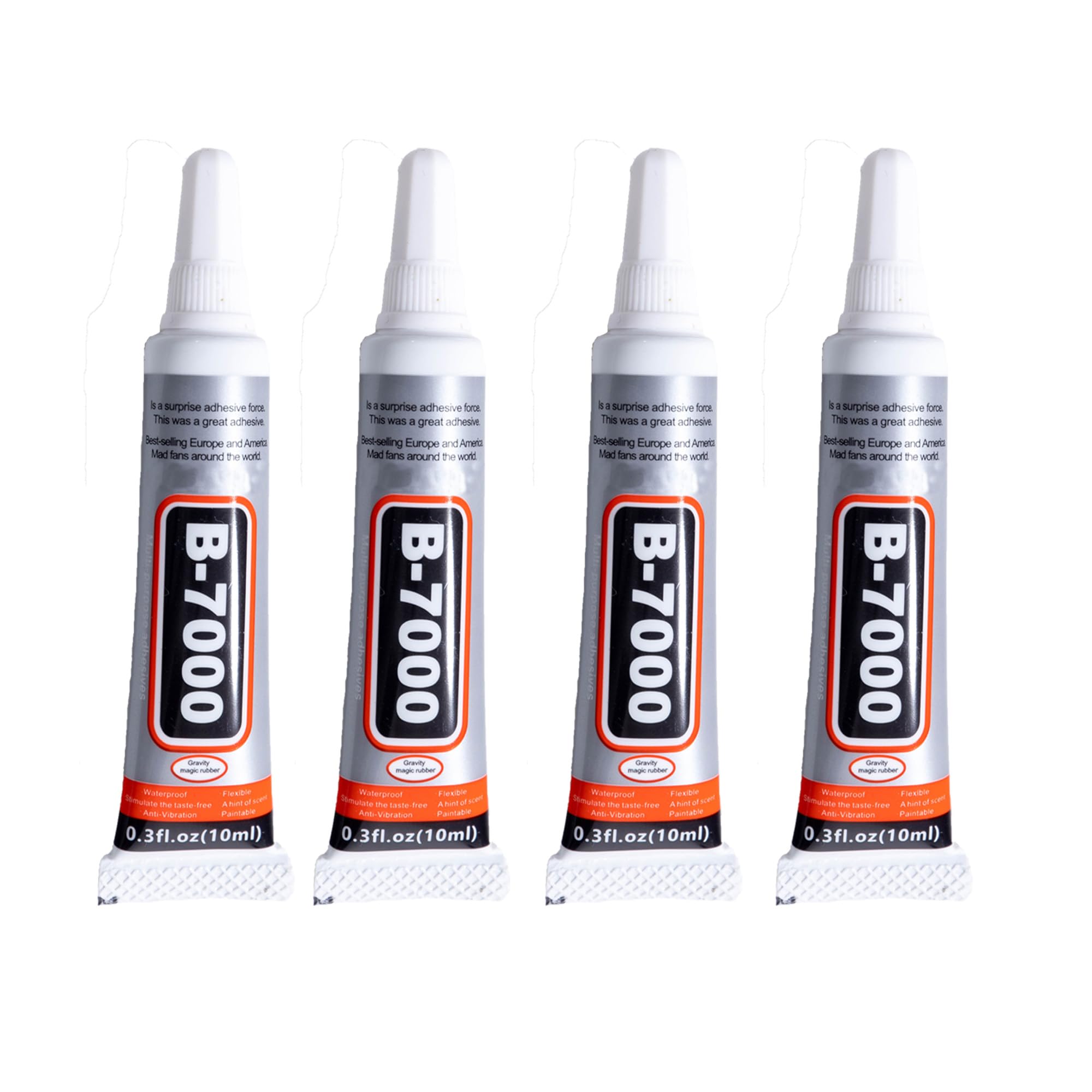 B7000 Glue Clear with Precision tip for Crafts Phone Shoes Leather Jewelry Metal Stone Rhinestones and Fabric Glue Permanent（4X10ml/0.3fl.oz）