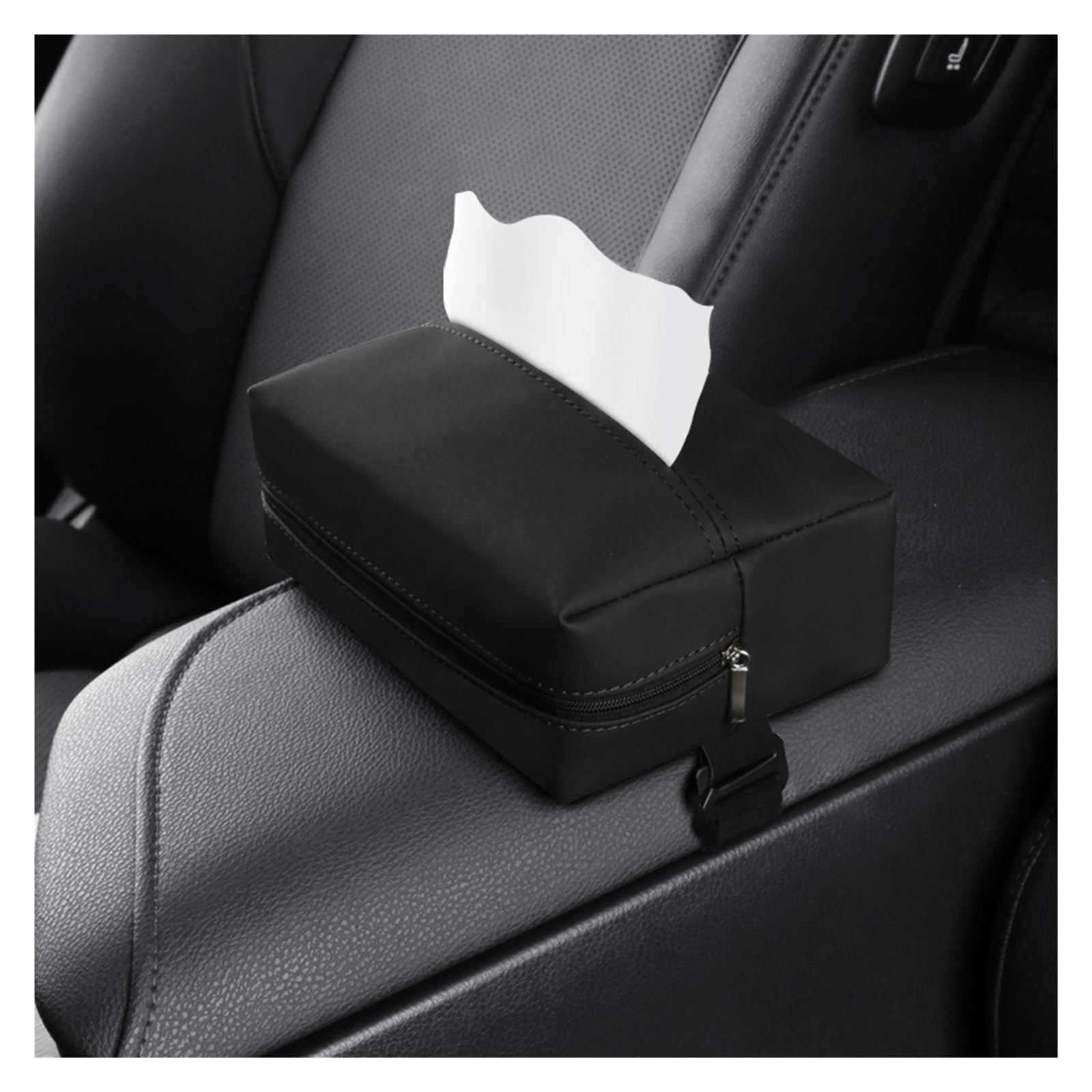 Car Interior Car Tissue Holder, Sun Visor Box, Universal For Visors, Center Armrests And Seat Backs(Black)