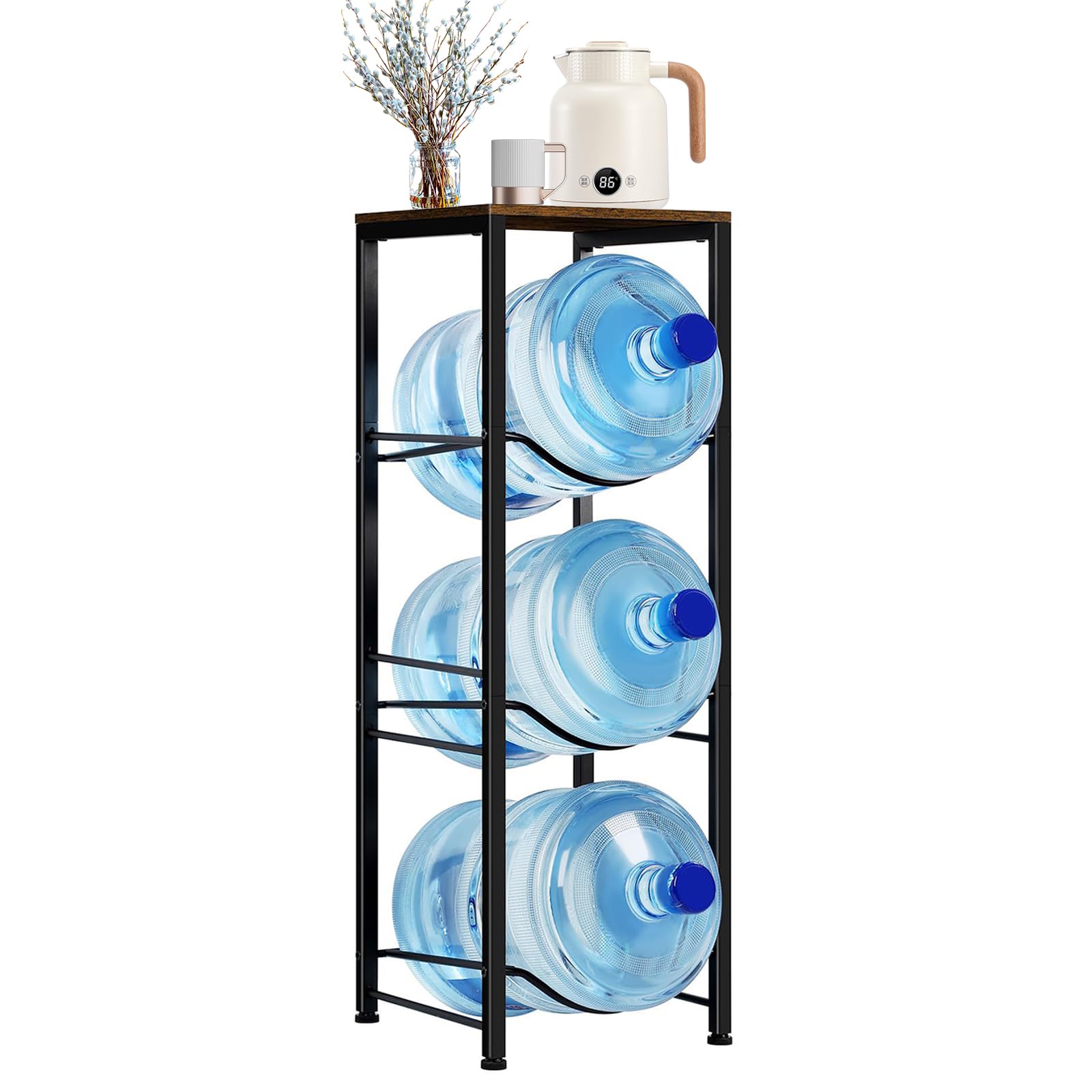 Soporte para jarra de agua, 3 pisos, 5 galones con tabla, enfriador de agua, estante de oficina, estante de almacenamiento de agua, extraíble, para cocina, oficina, sala de estar