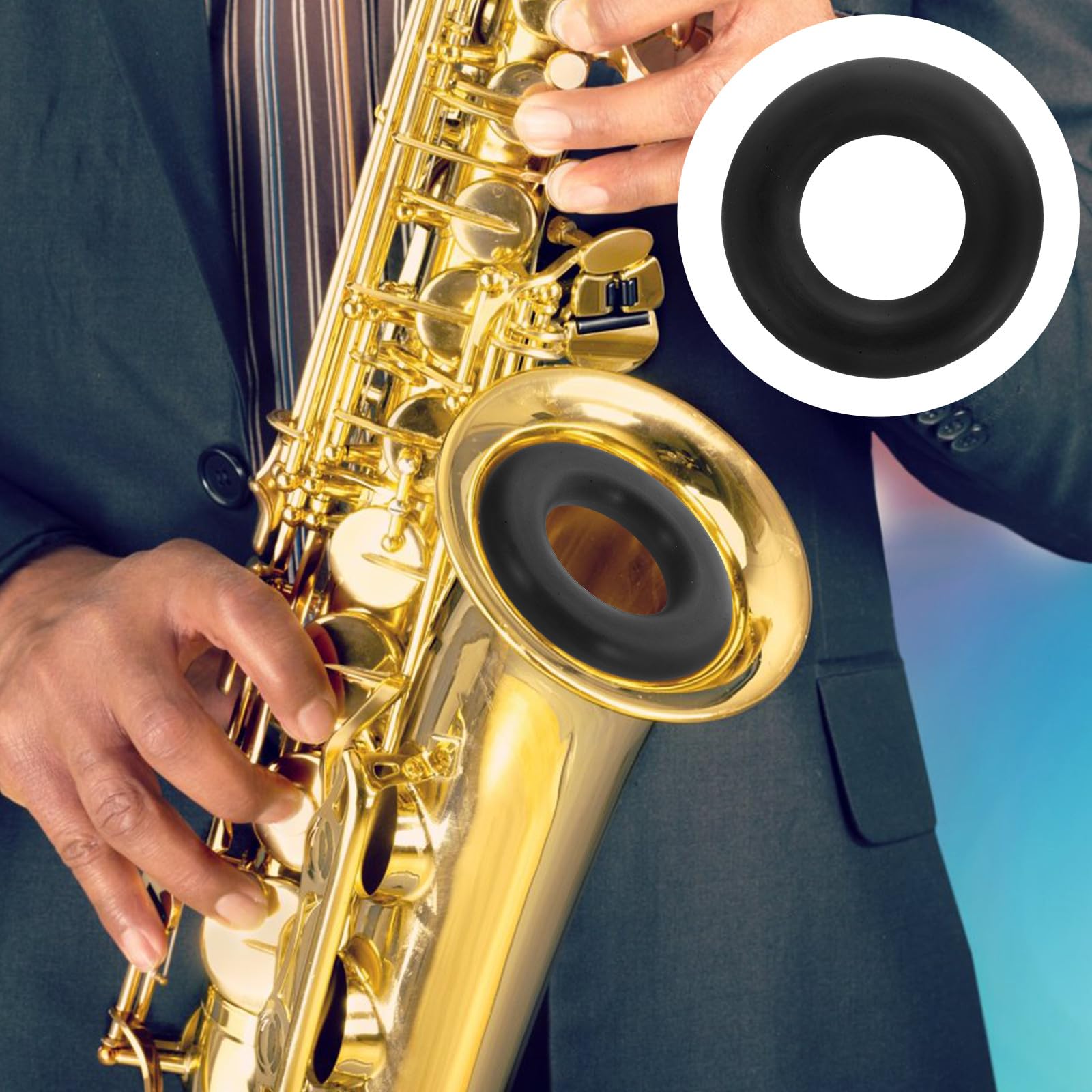 Beavorty Sordina para Reducir el Saxofón Tenor para Negra de Silicona Ajuste de Tono y Función de Práctica, Accesorio Adecuado del Saxofón en Ensayos