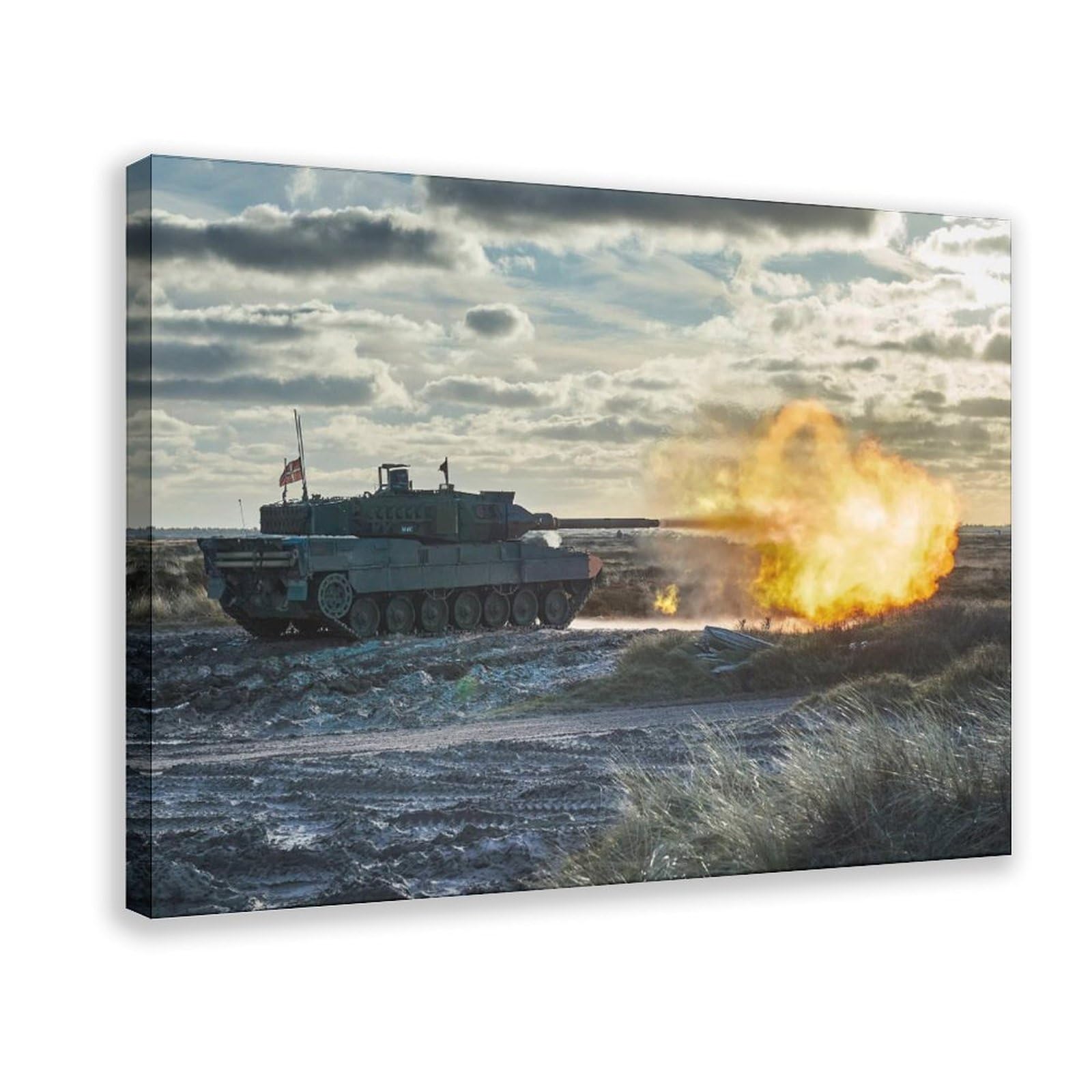 Battle Tank Leopard 2 Poster Canvas Picture Printing Wall Art Decoration Poster Living Room Bedroom Home Background Decoration 36x24inch(90x60cm) Frame-style