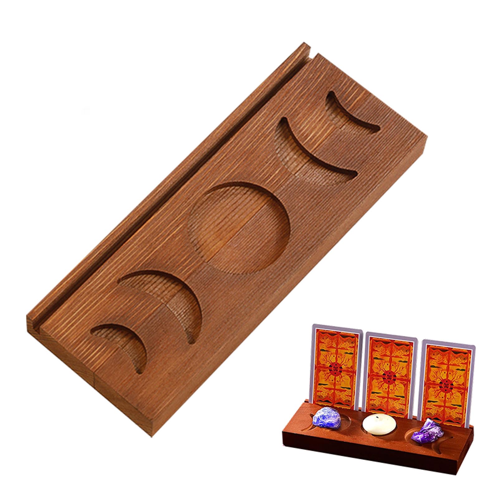 EBbels Tarot Place Card Holder, Wooden Tarot Card Stand, Rectangular Place Card Holder Tarot Display Stand, Altar Supplies Divination Tools for Witchy Room Decor Accessories (Brown)