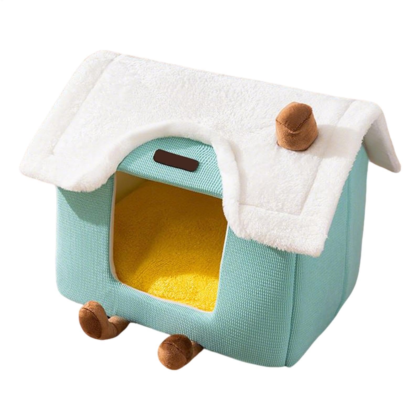 Cama cubierta para gatos – 40 x 32 x 32 cm, nido de felpa para mascotas, almohadilla extraíble, cálida casa para dormir | Camas de invierno interiores para gatitos, cachorros, perros pequeños