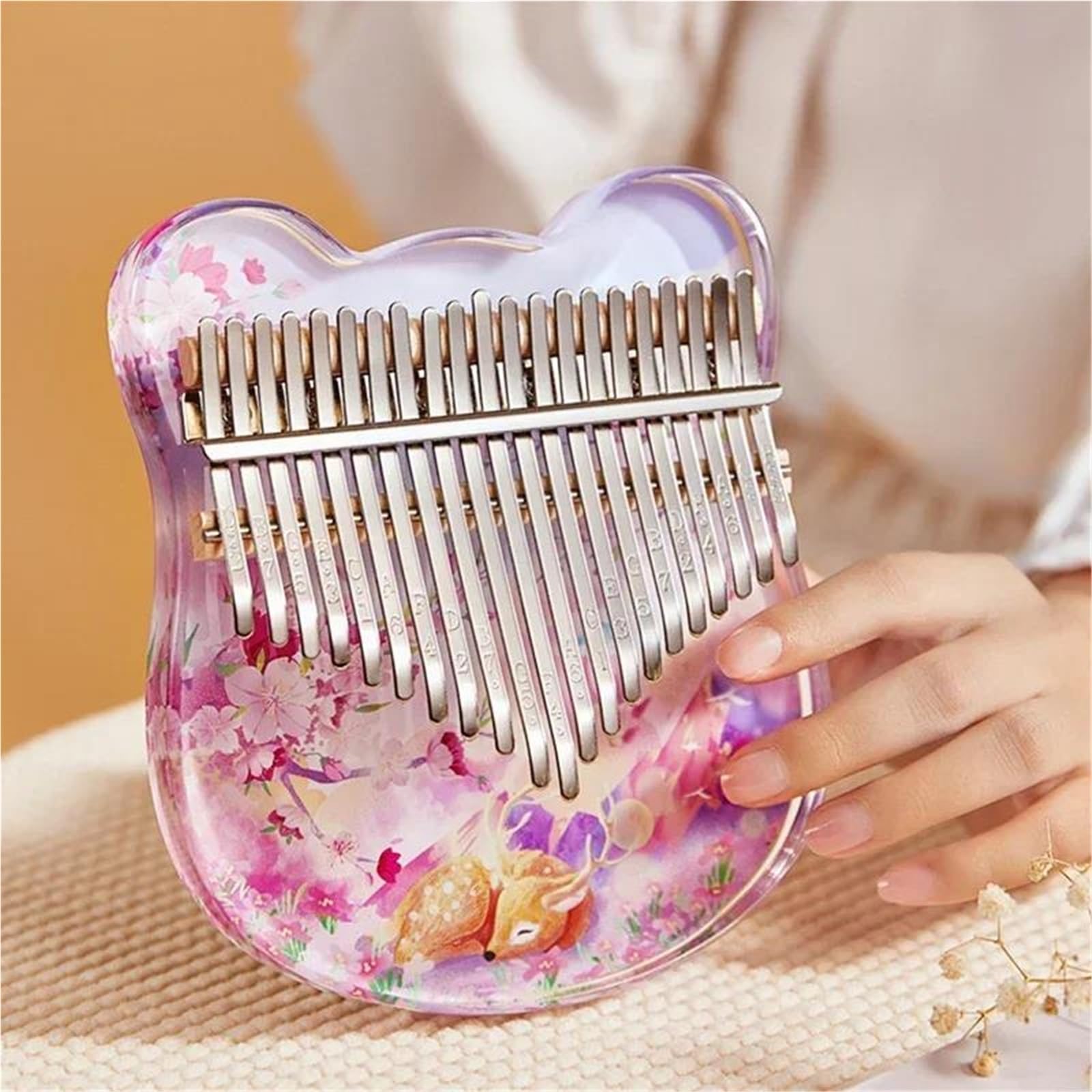 Kalimba Fortepian Akrylowa Kalimba 17 21 Kluczowa Przenośna Klawiatura Muzyczna Fortepianowa Kalimbas Thumb Dla Początkujących Z Akcesoriami(21 keys3)