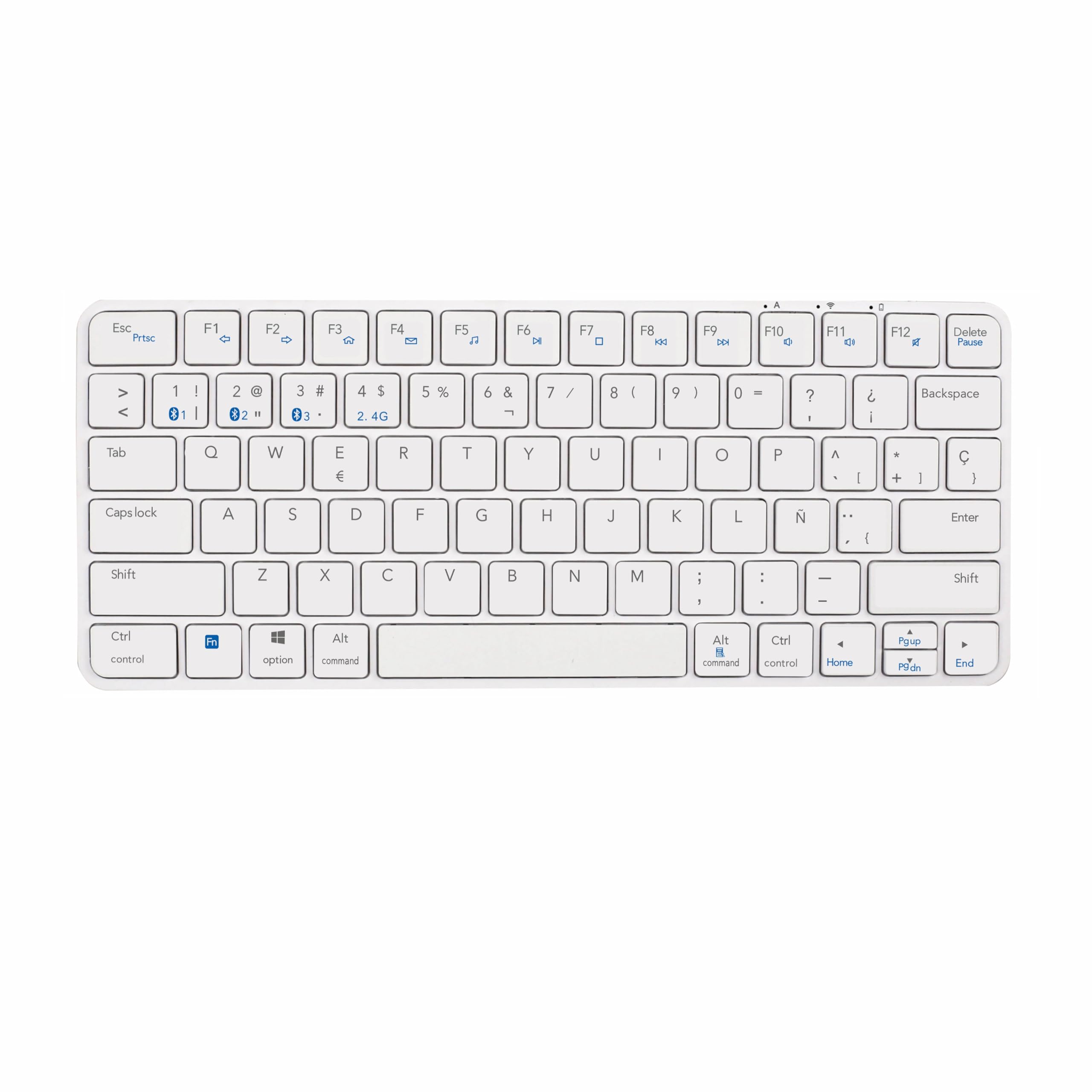 SILVERHT Design – Teclado Inalámbrico Ultrafino Multidispositivo | Bluetooth + USB 2.4G | QWERTY Español | Silencioso y Portátil para PC, Smart TV y Tablet